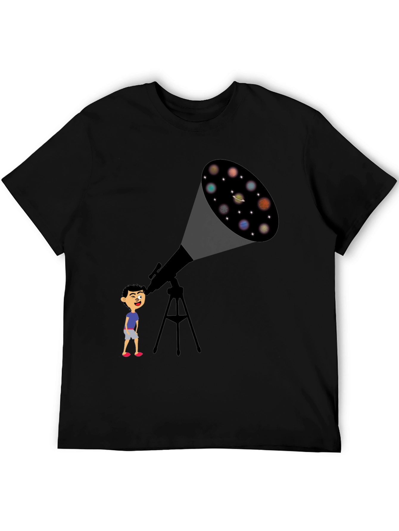 Telescope Planets Graphic Tee - Astronomy Lovers T-Shirt