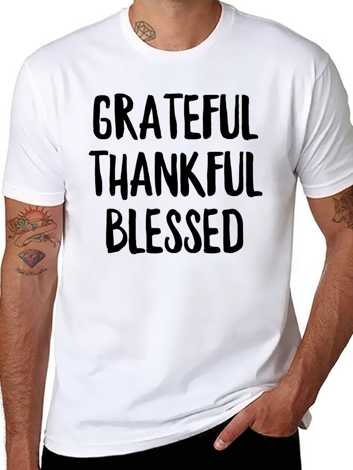 Grateful Thankful Blessed Black T-Shirt