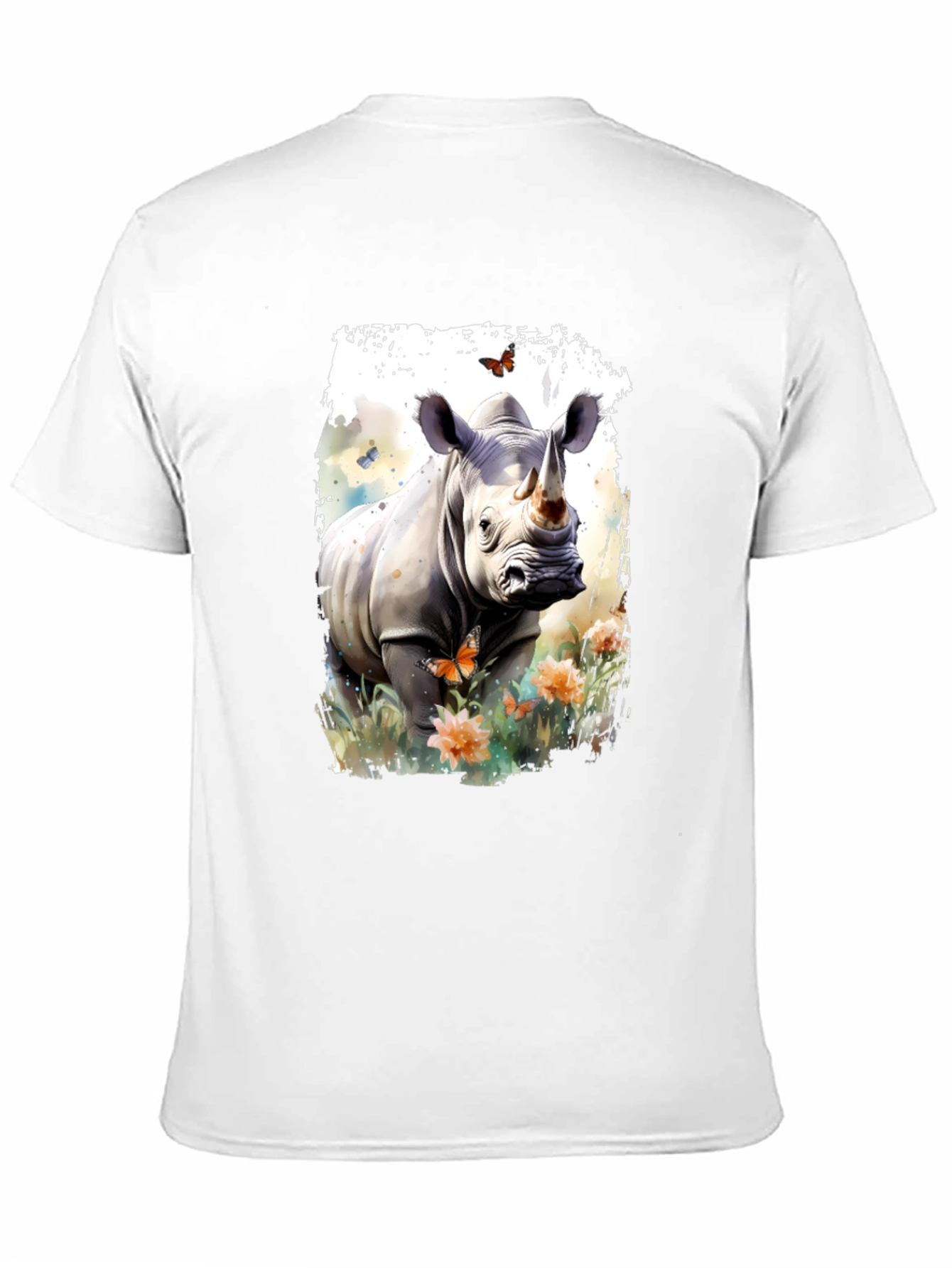 Rhinoceros Floral Graphic Print T-Shirt