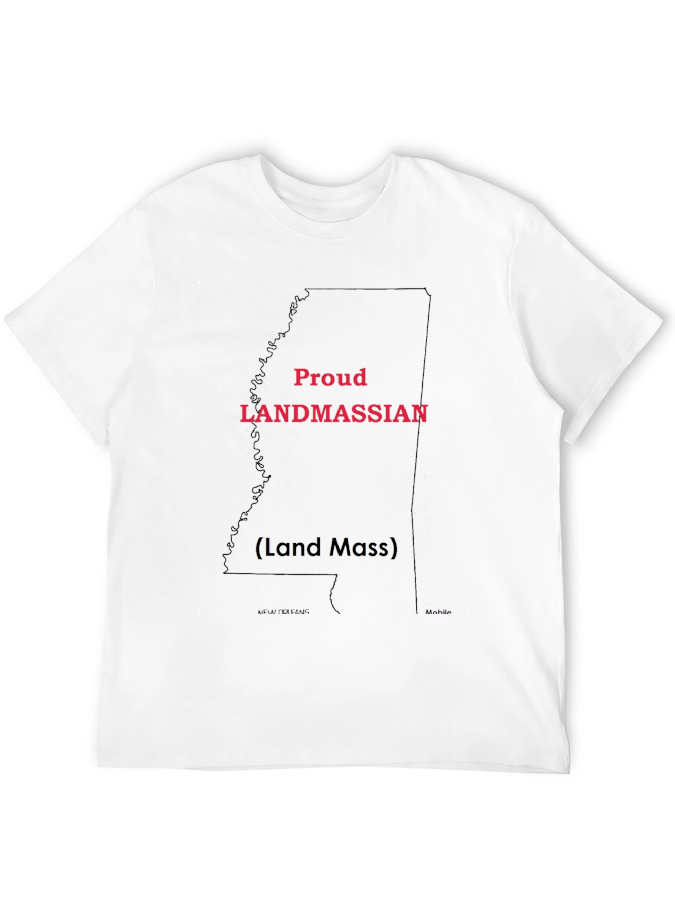 Proud Landmassian State Outline Black Tee