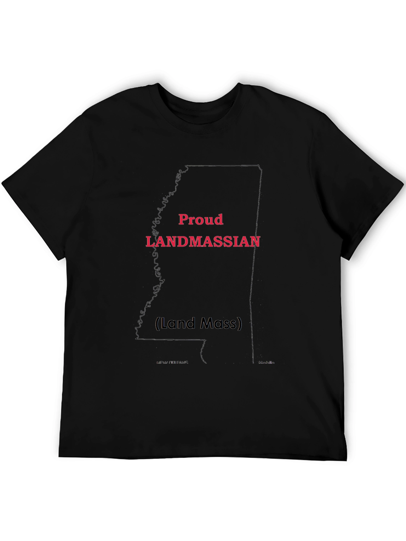 Proud Landmassian State Outline Black Tee