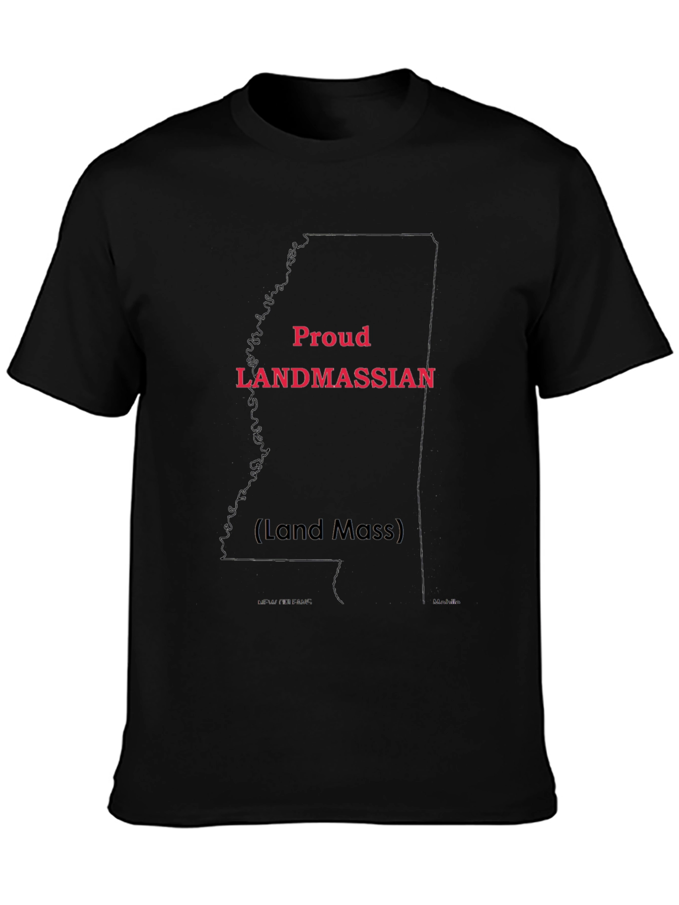 Proud Landmassian State Outline Black Tee