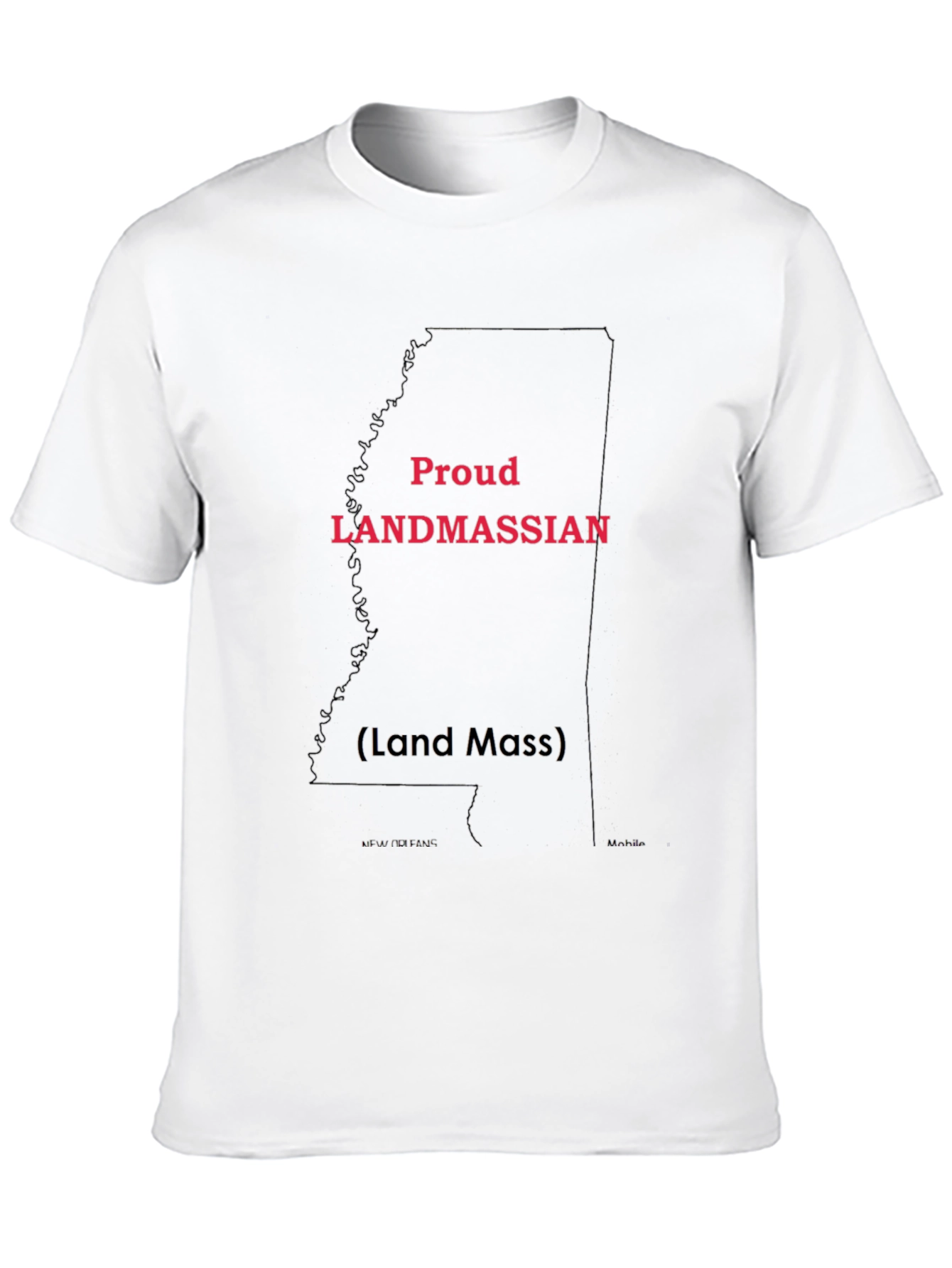 Proud Landmassian State Outline Black Tee