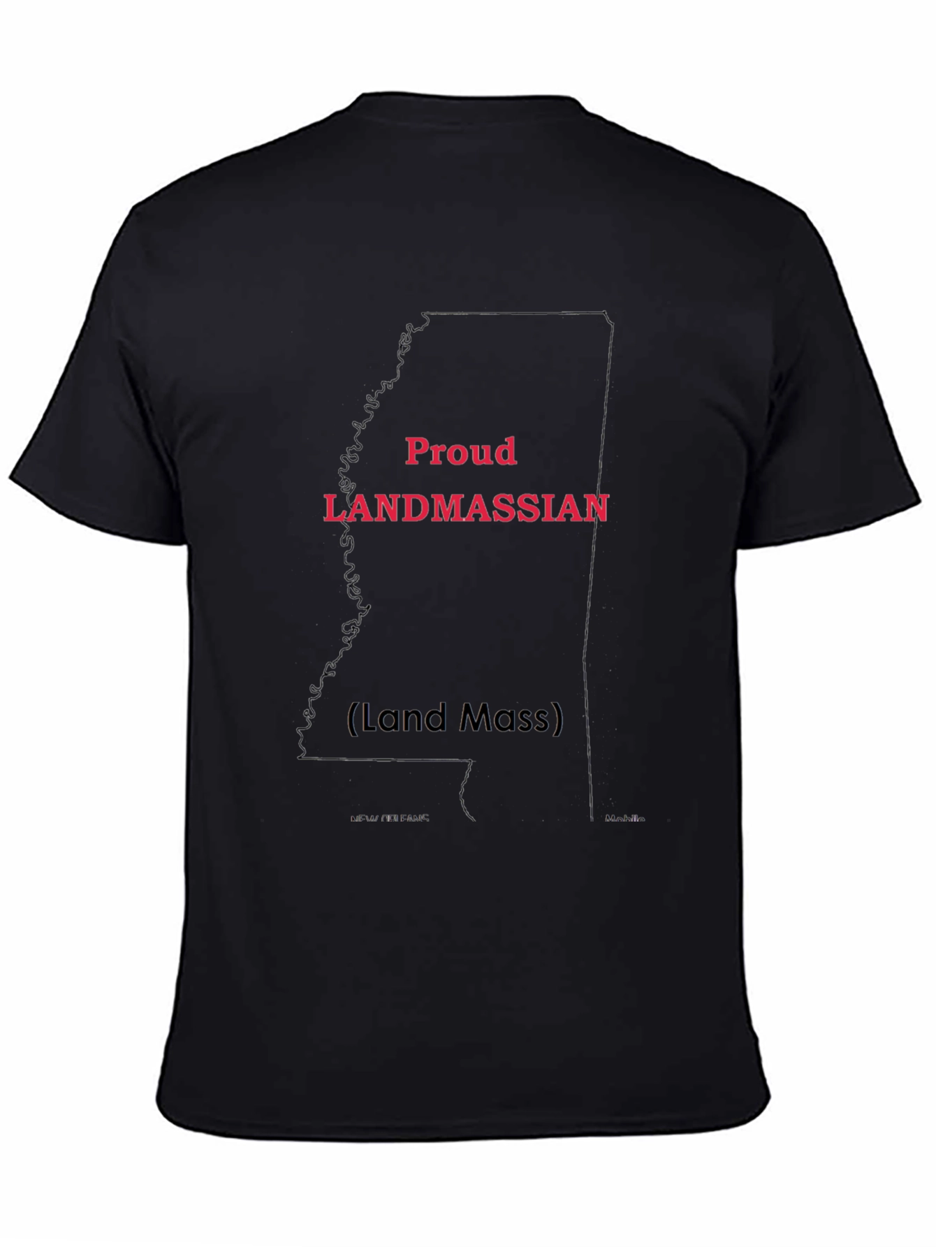 Proud Landmassian State Outline Black Tee