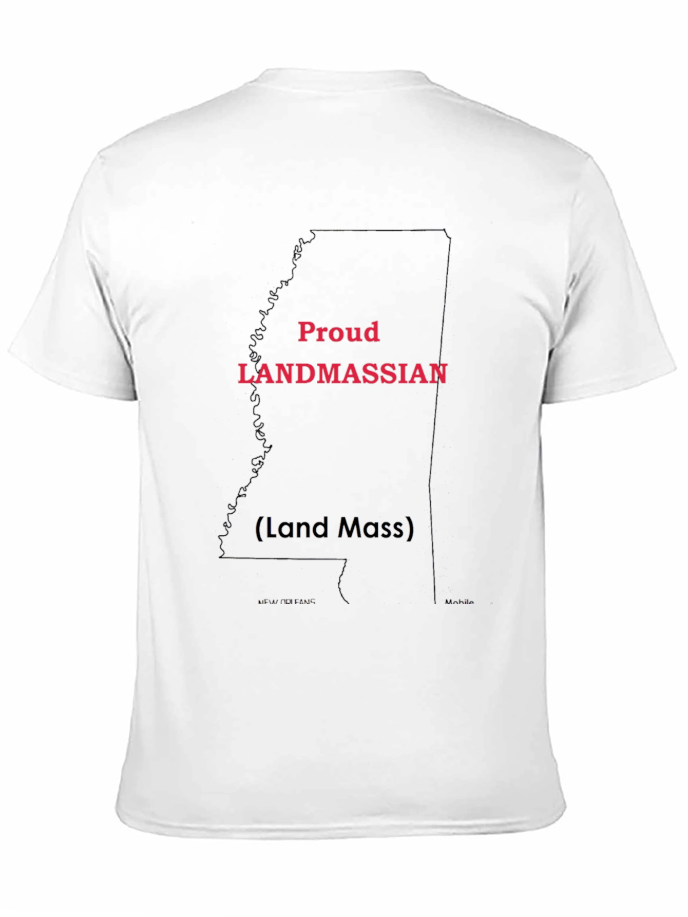 Proud Landmassian State Outline Black Tee