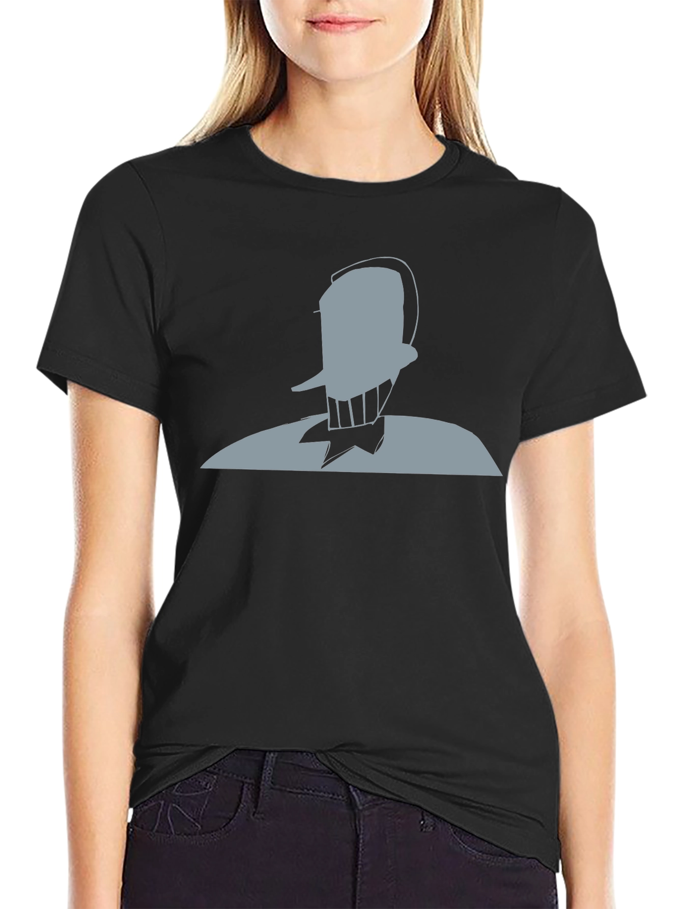Mens Black Graphic Tee - Retro Cartoon Character