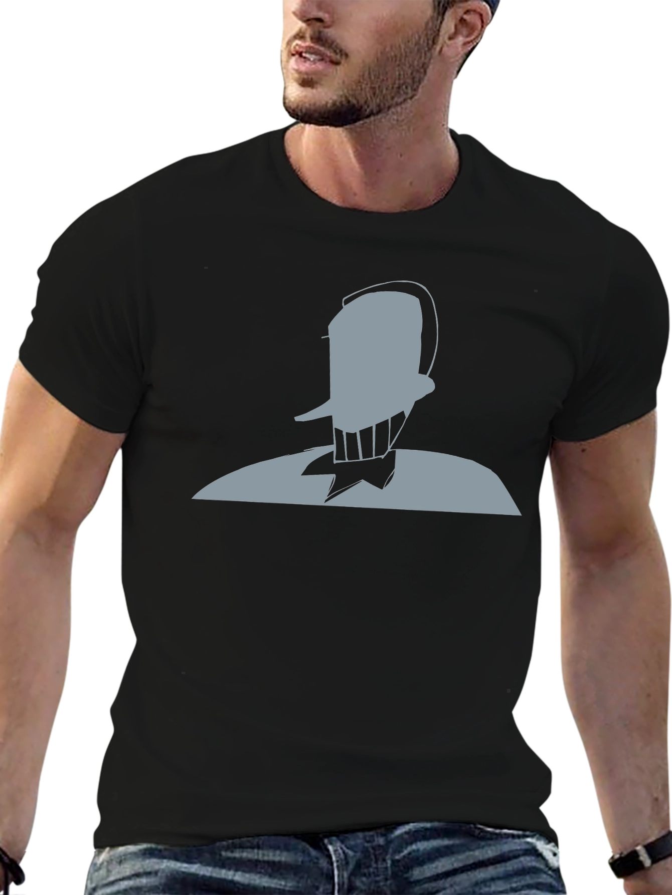 Mens Black Graphic Tee - Retro Cartoon Character
