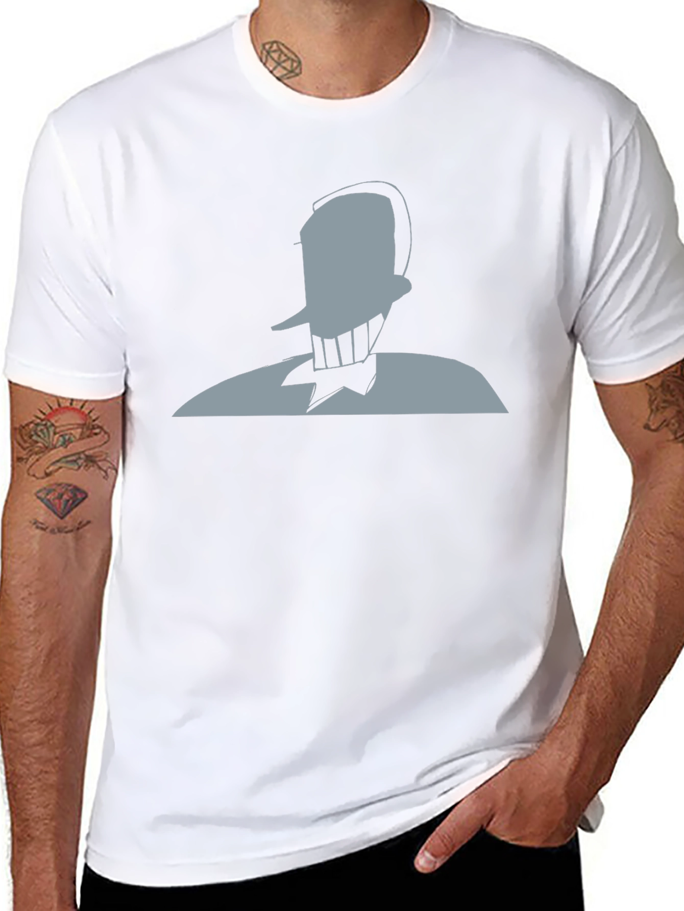 Mens Black Graphic Tee - Retro Cartoon Character
