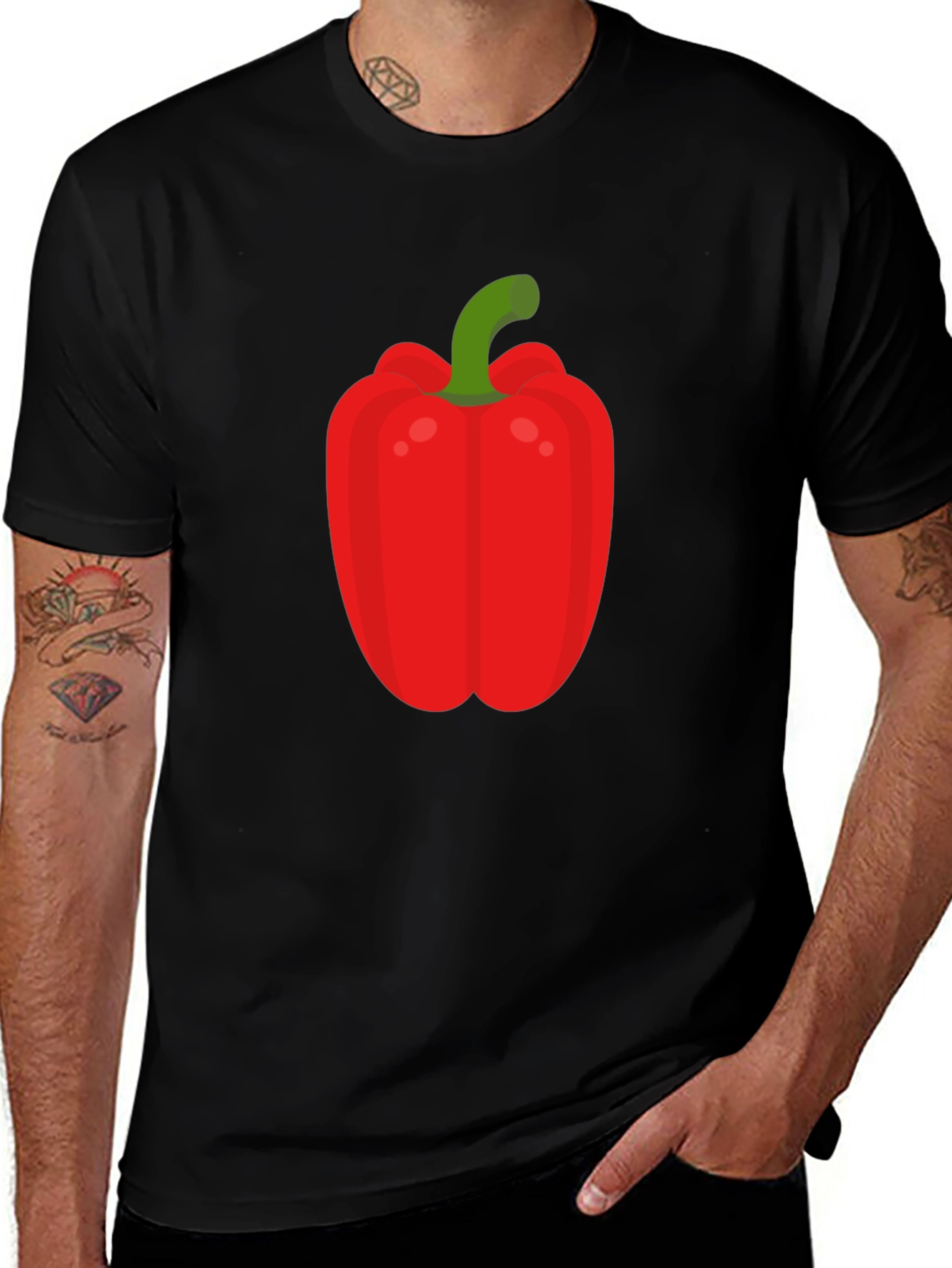 Red Pepper Graphic Tee - Unisex Black T-Shirt