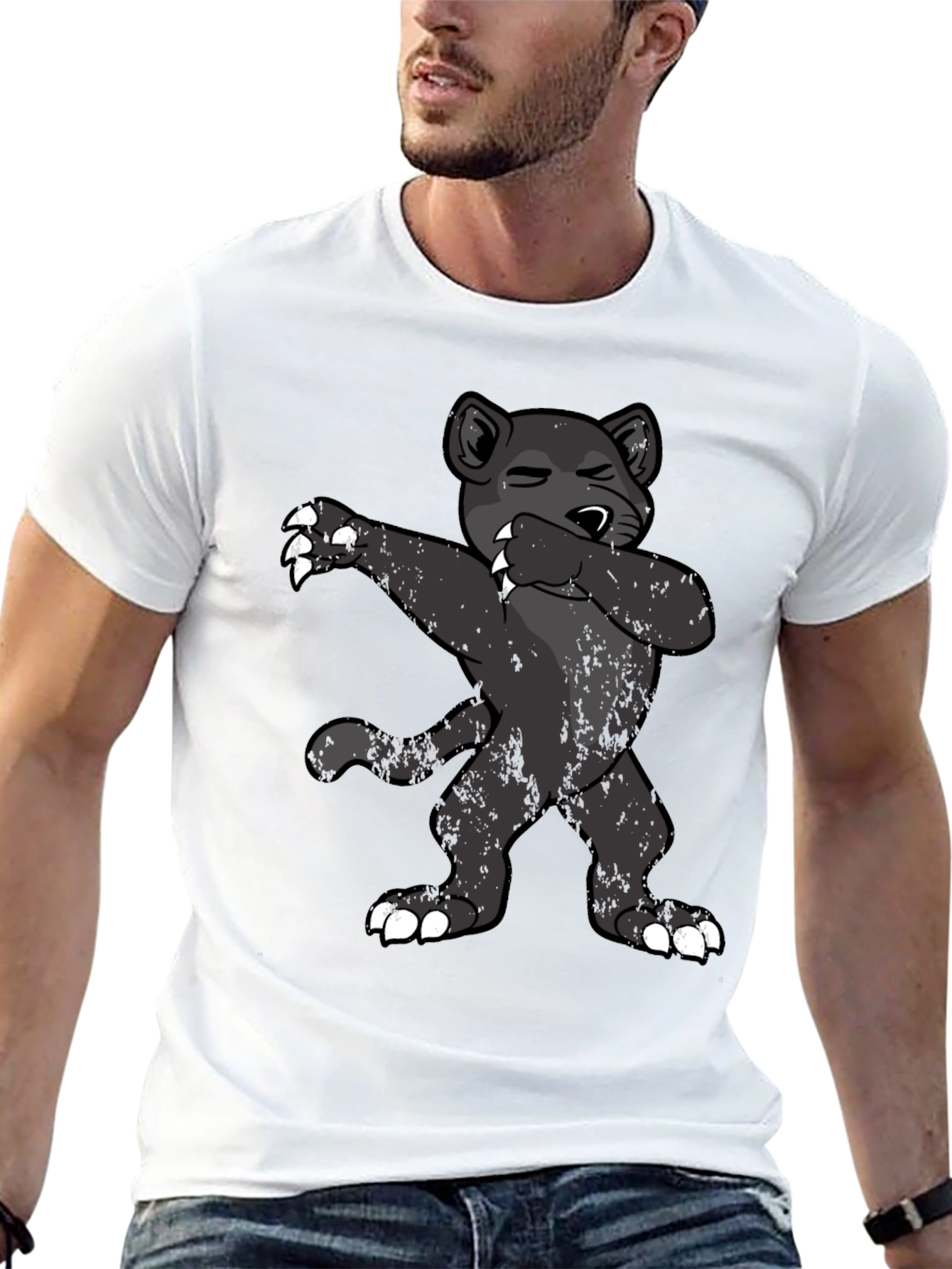 Dabbing Cartoon Black Panther T-Shirt