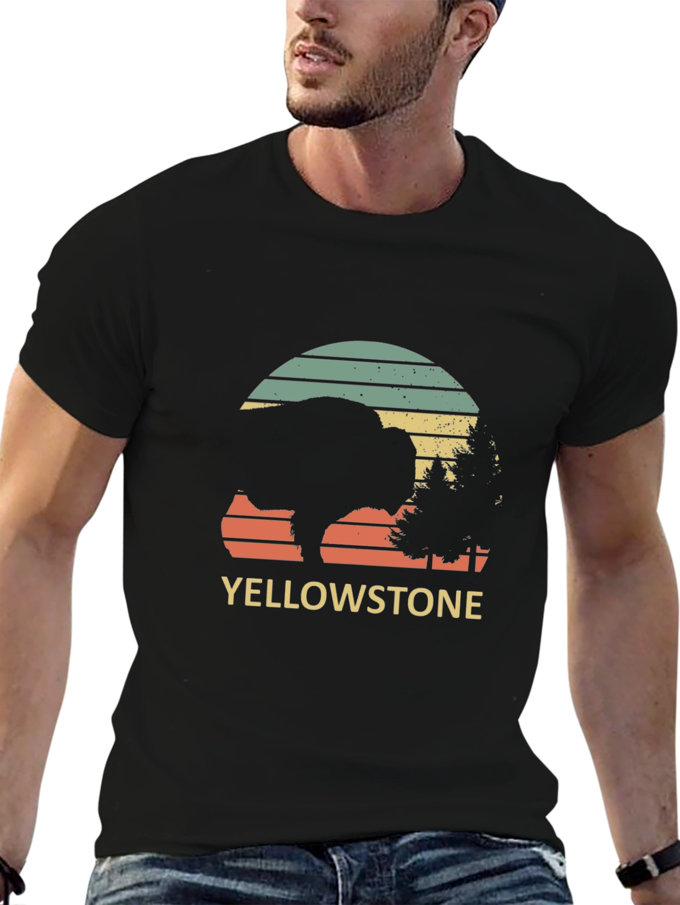 Yellowstone Bison Retro T-Shirt - National Park Tee