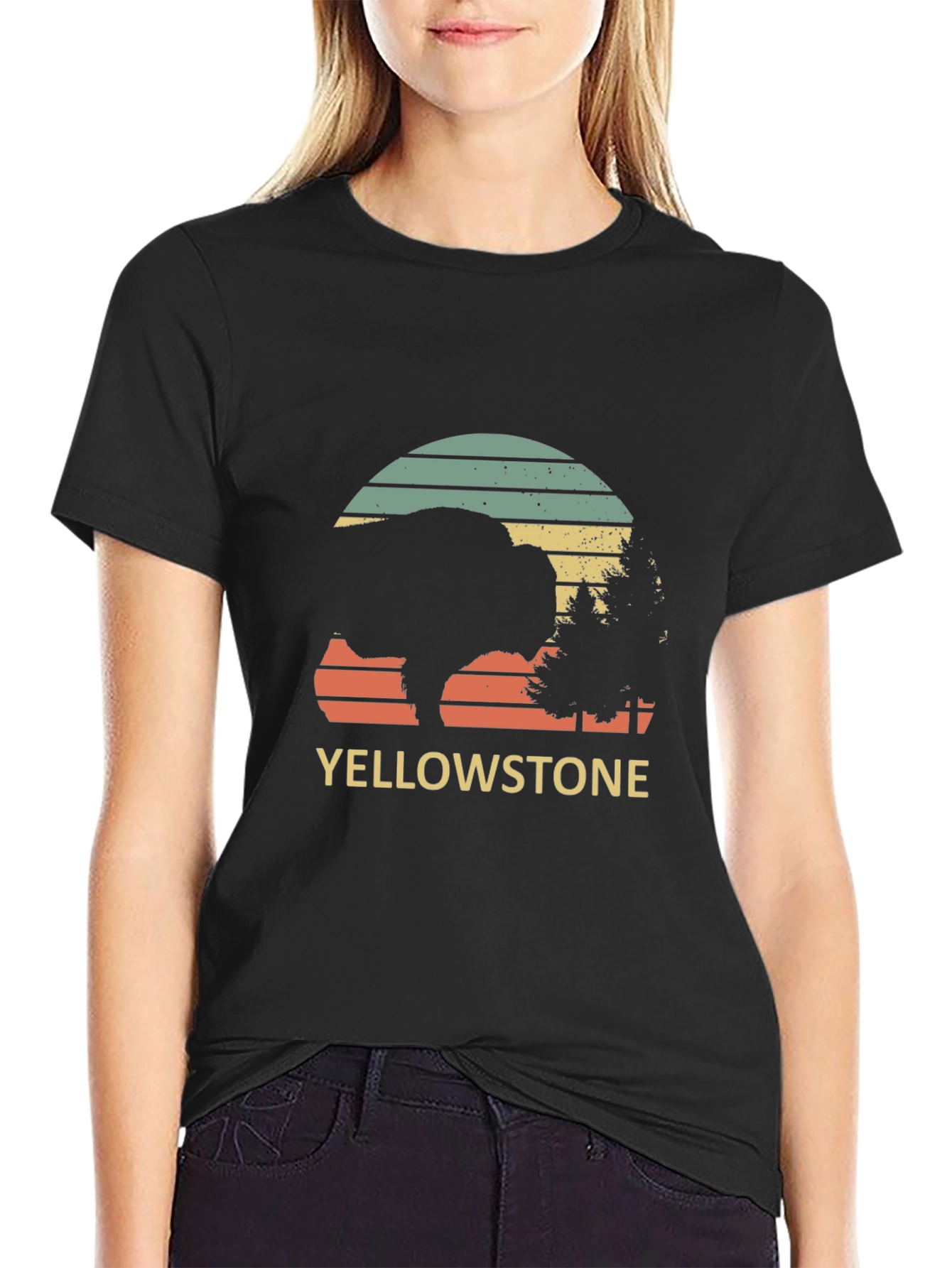 Yellowstone Bison Retro T-Shirt - National Park Tee
