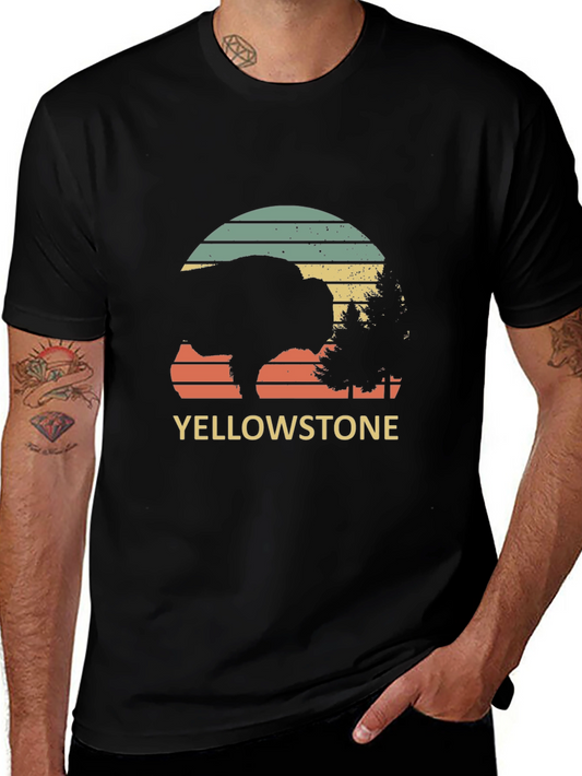 Yellowstone Bison Retro T-Shirt - National Park Tee