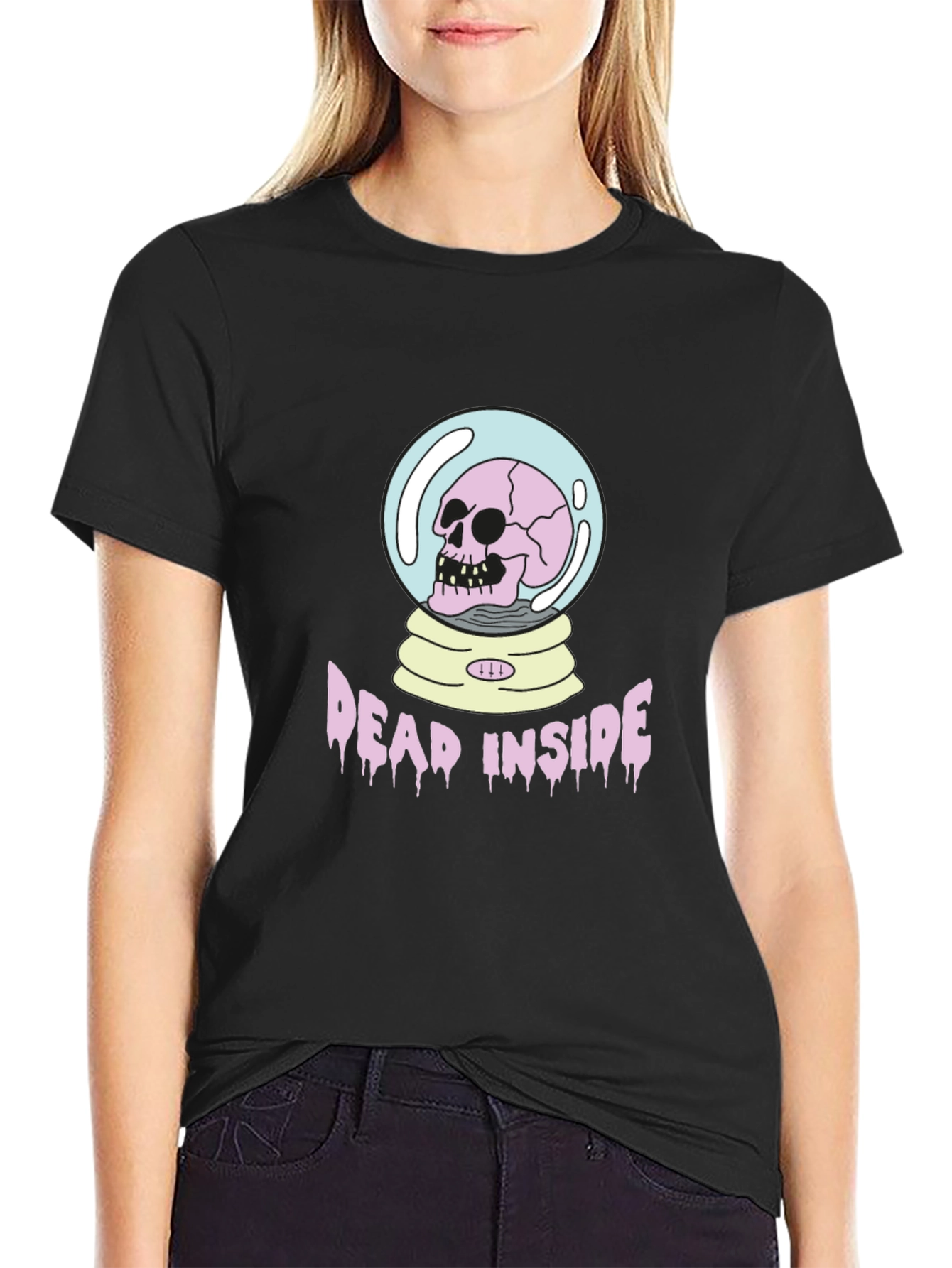 Dead Inside Skull Graphic T-Shirt - Black Cotton Tee