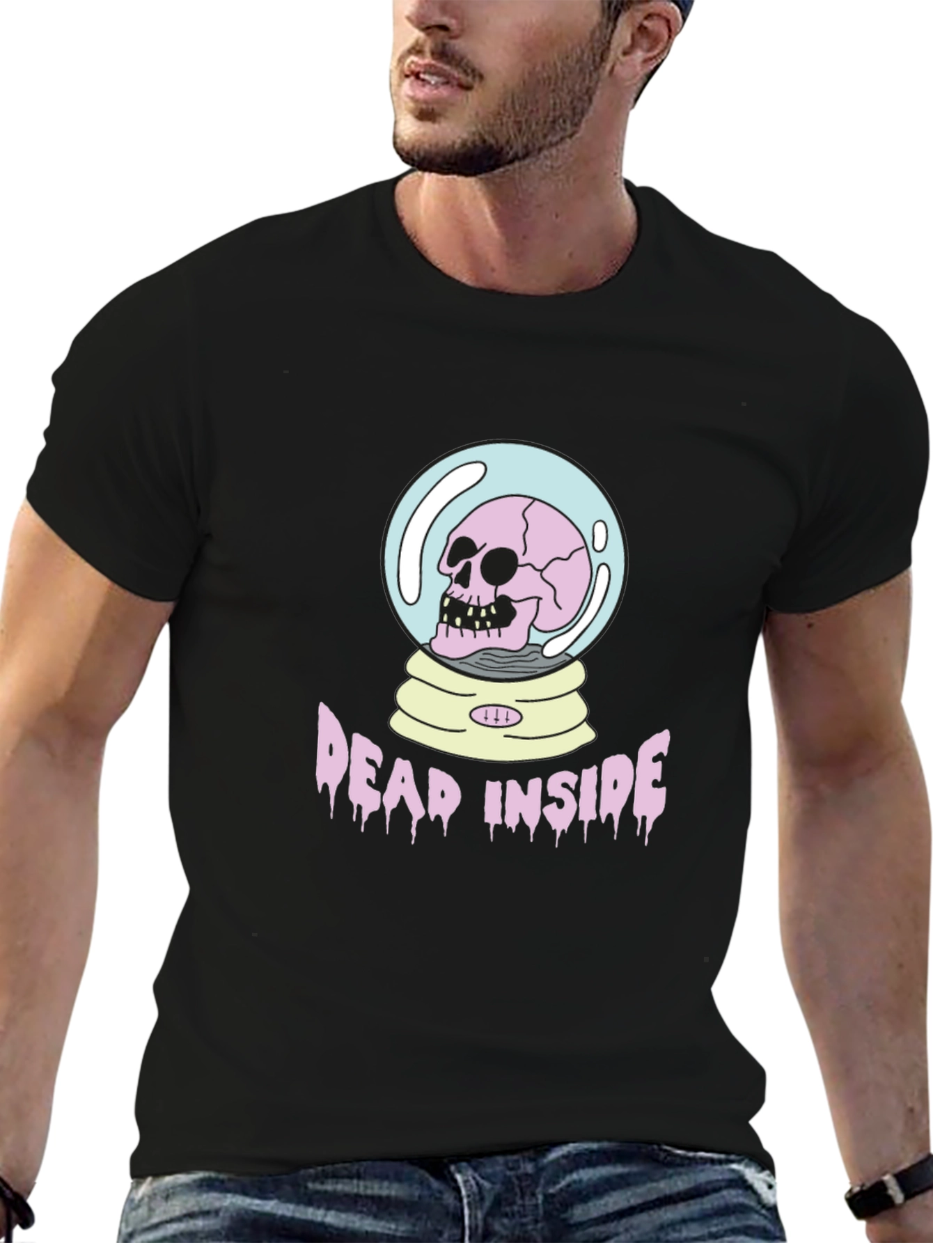 Dead Inside Skull Graphic T-Shirt - Black Cotton Tee