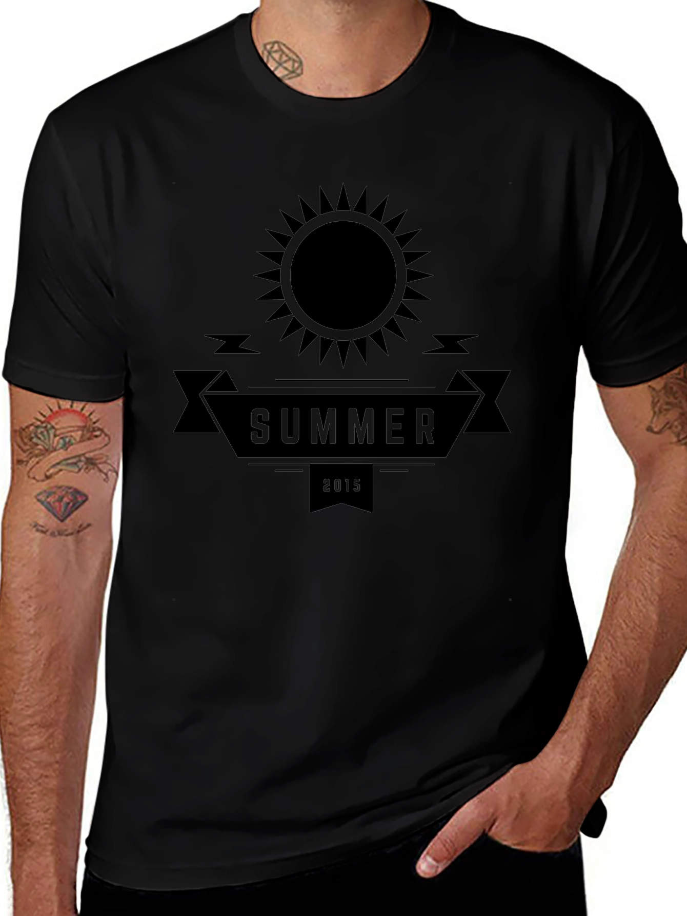 Summer 2015 Graphic Tee - Black Cotton Casual T-Shirt