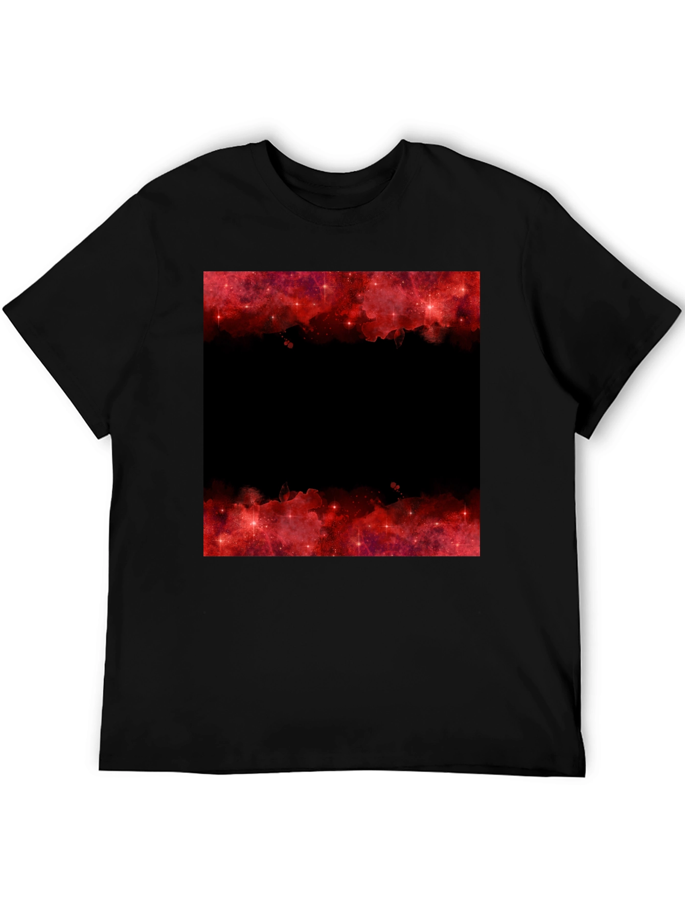 Red Galaxy Graphic Tee - Trendy Black T-Shirt