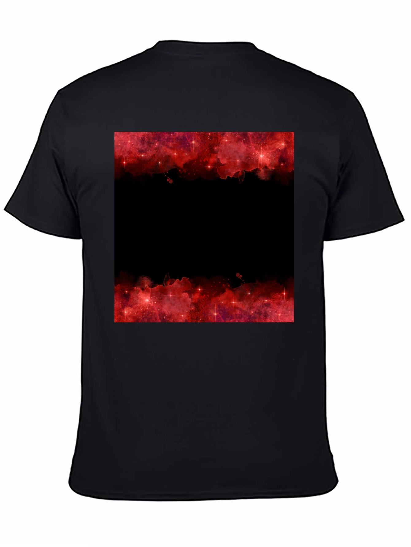 Red Galaxy Graphic Tee - Trendy Black T-Shirt