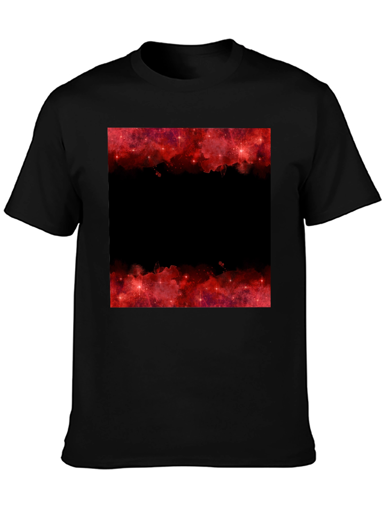 Red Galaxy Graphic Tee - Trendy Black T-Shirt