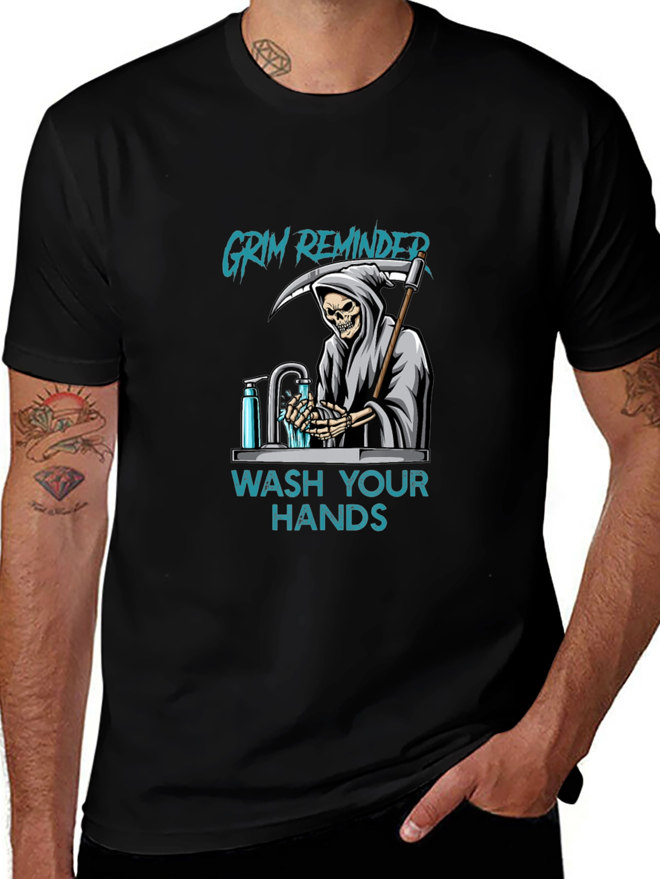 Grim Reminder Wash Your Hands Graphic Tee