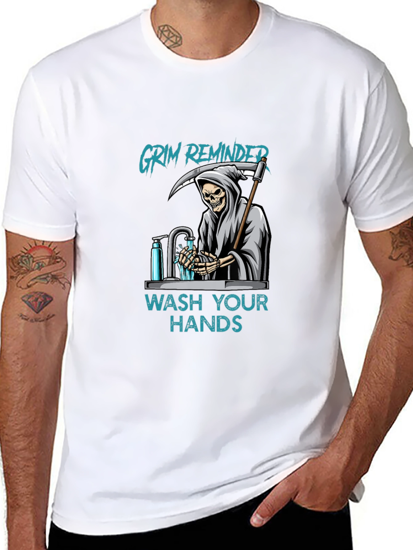 Grim Reminder Wash Your Hands Graphic Tee