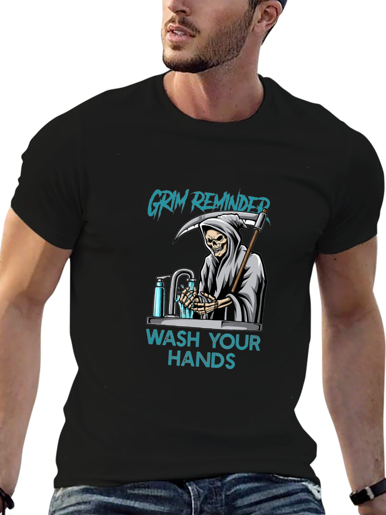 Grim Reminder Wash Your Hands Graphic Tee