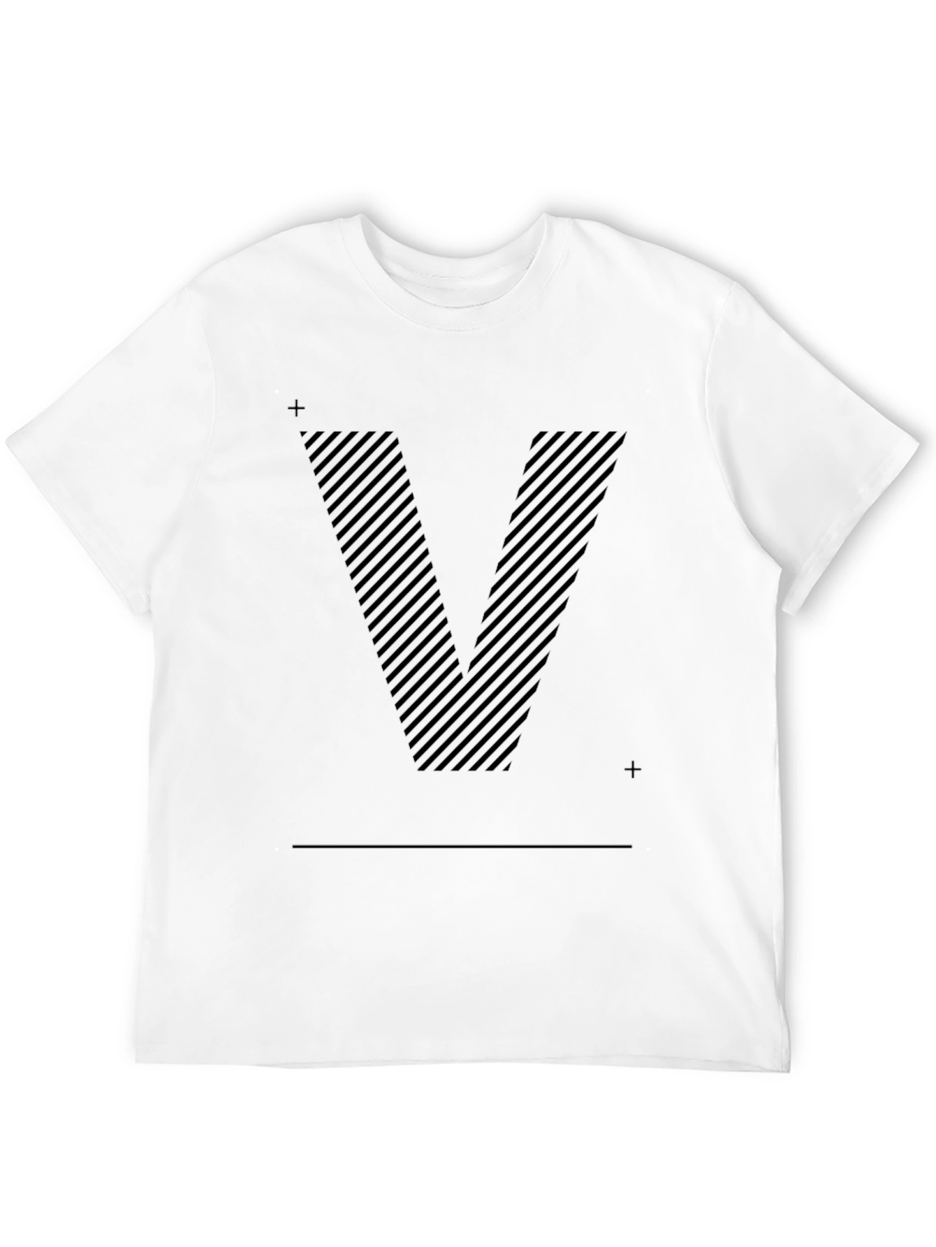 Striped V Graphic Black T-Shirt