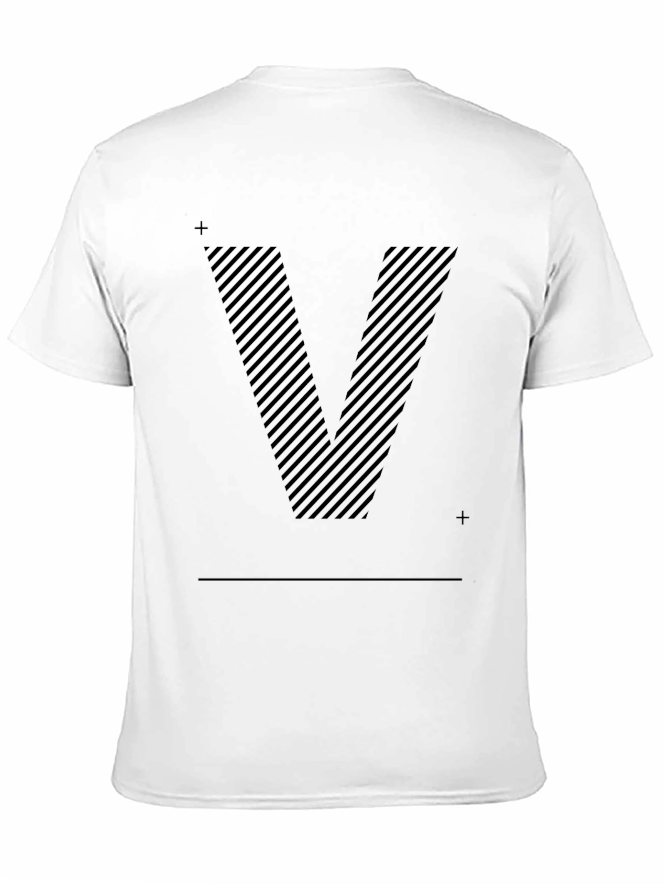Striped V Graphic Black T-Shirt
