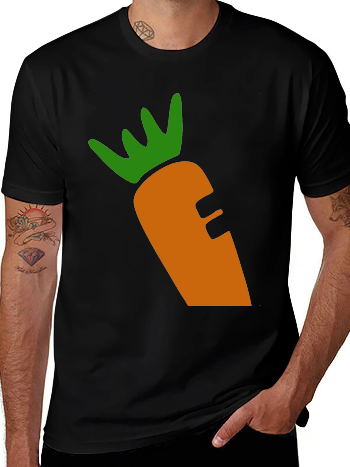 Carrot Graphic Tee - Black Cotton Blend