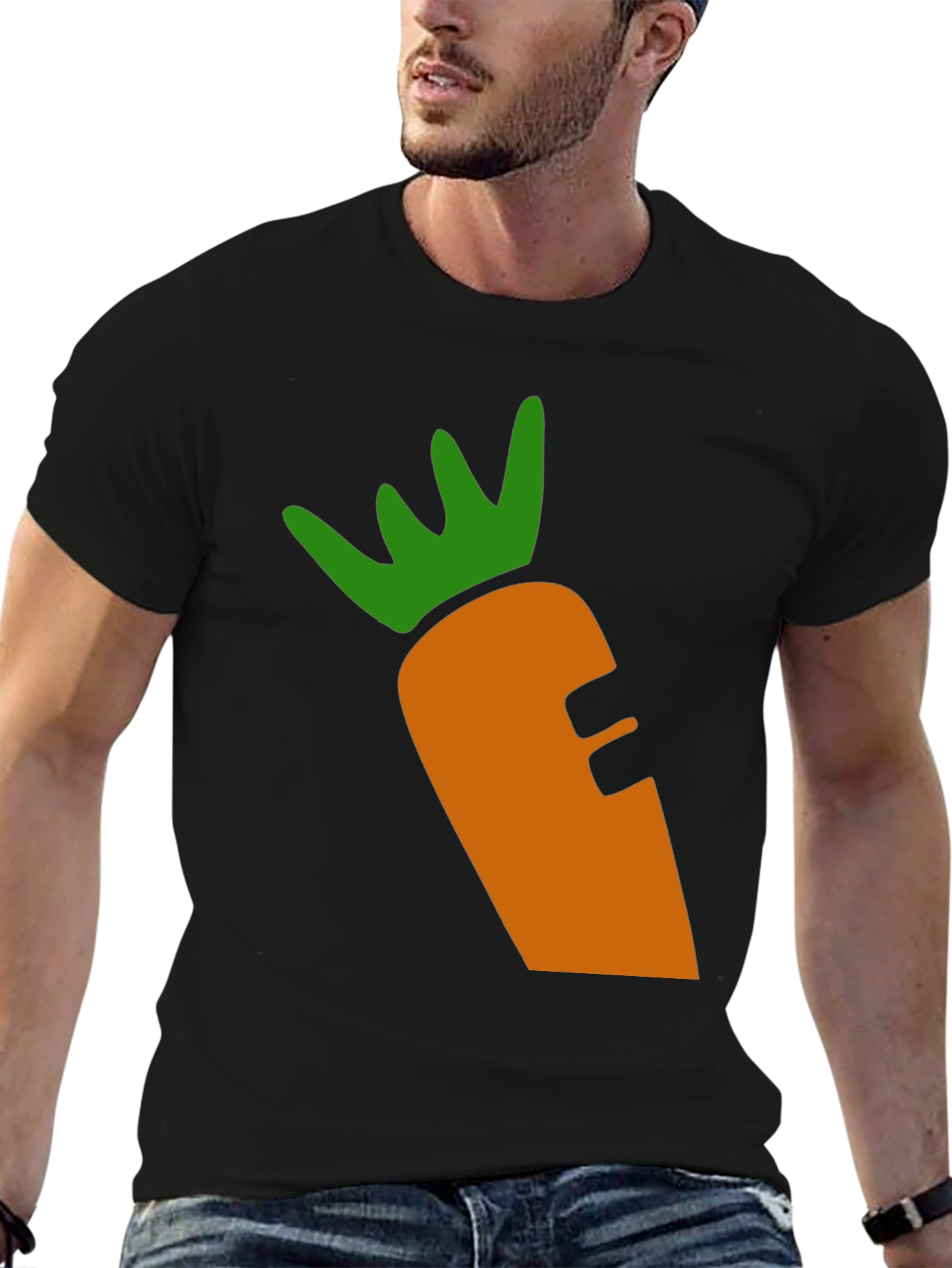 Carrot Graphic Tee - Black Cotton Blend