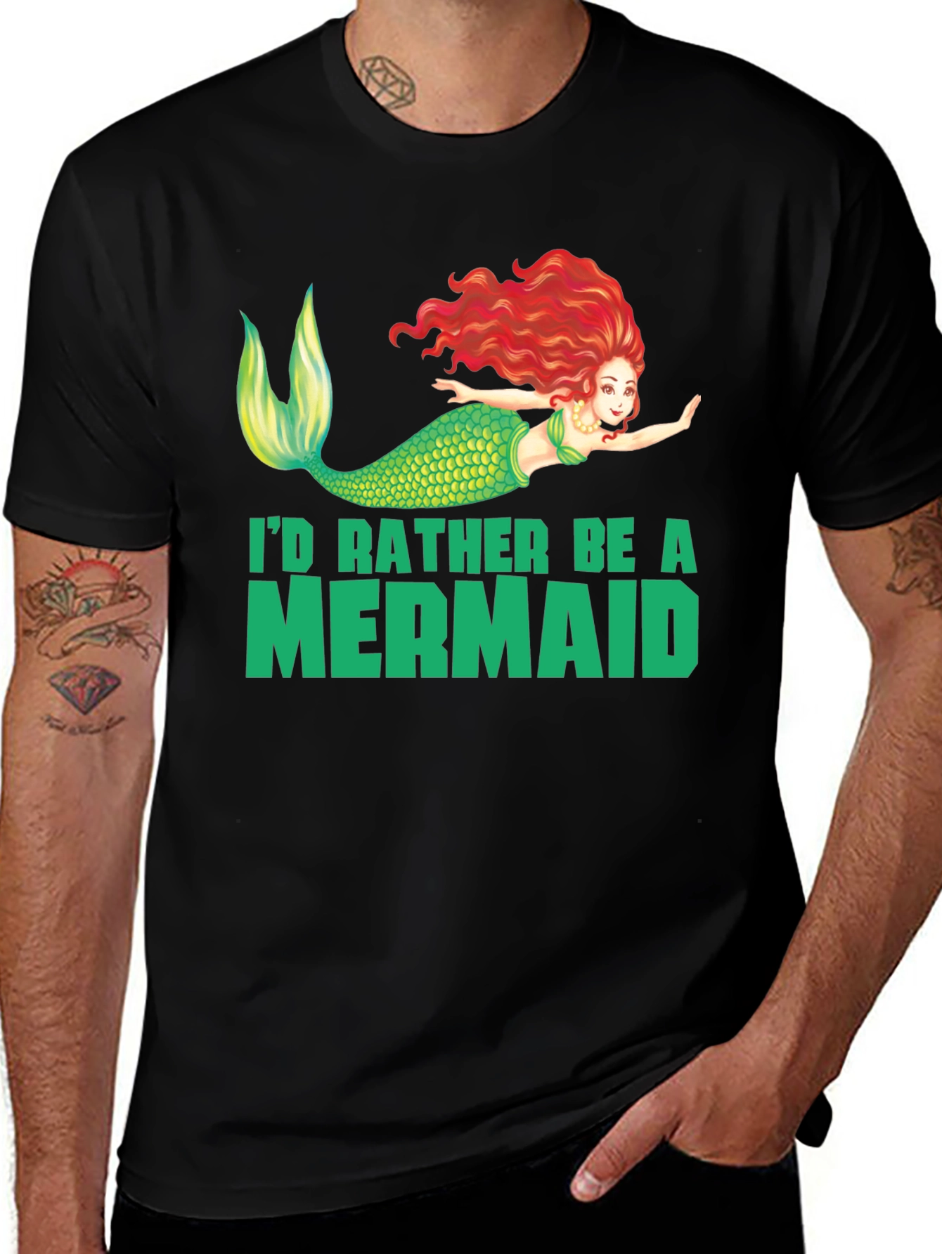Mermaid Graphic Tee - Id Rather Be a Mermaid