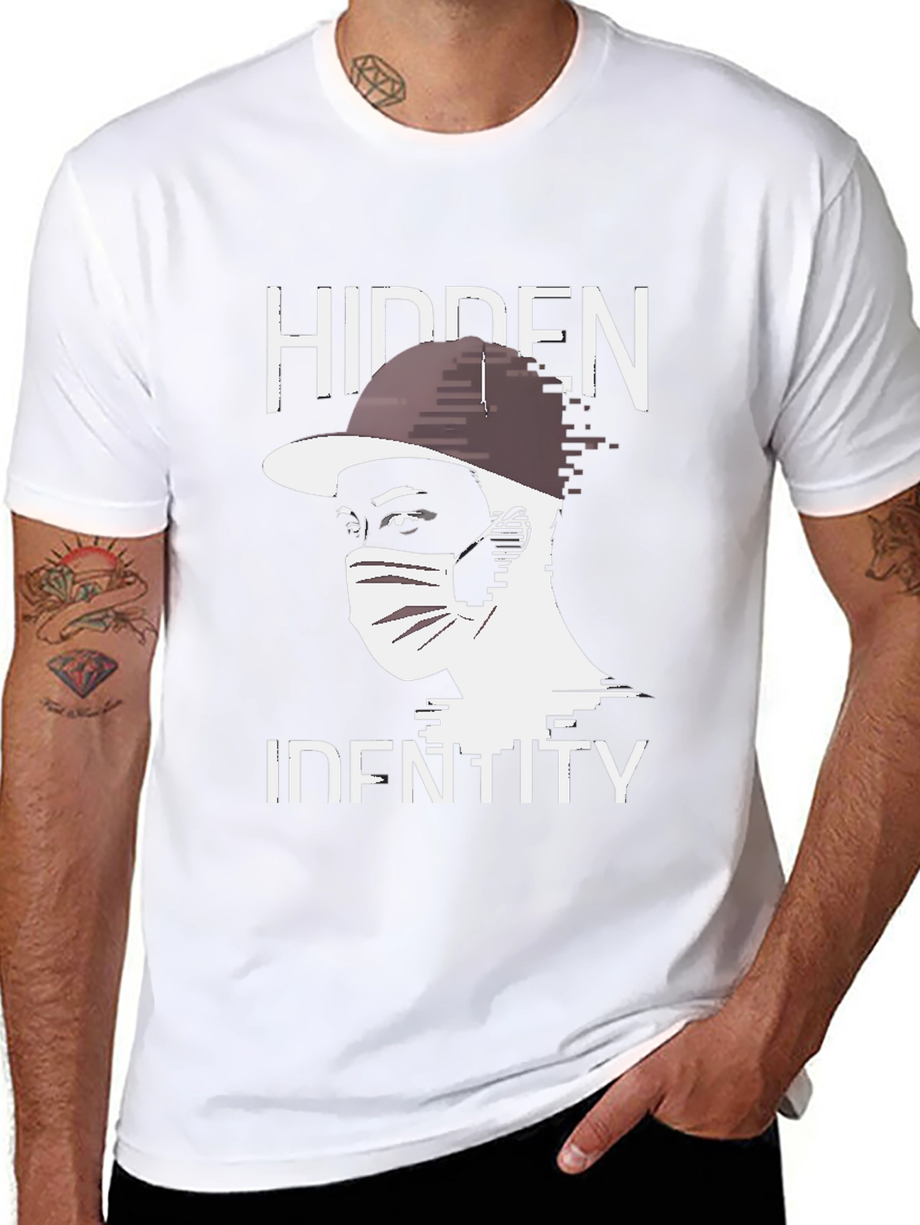 Hidden Identity Graphic Tee - Trendy Black T-Shirt