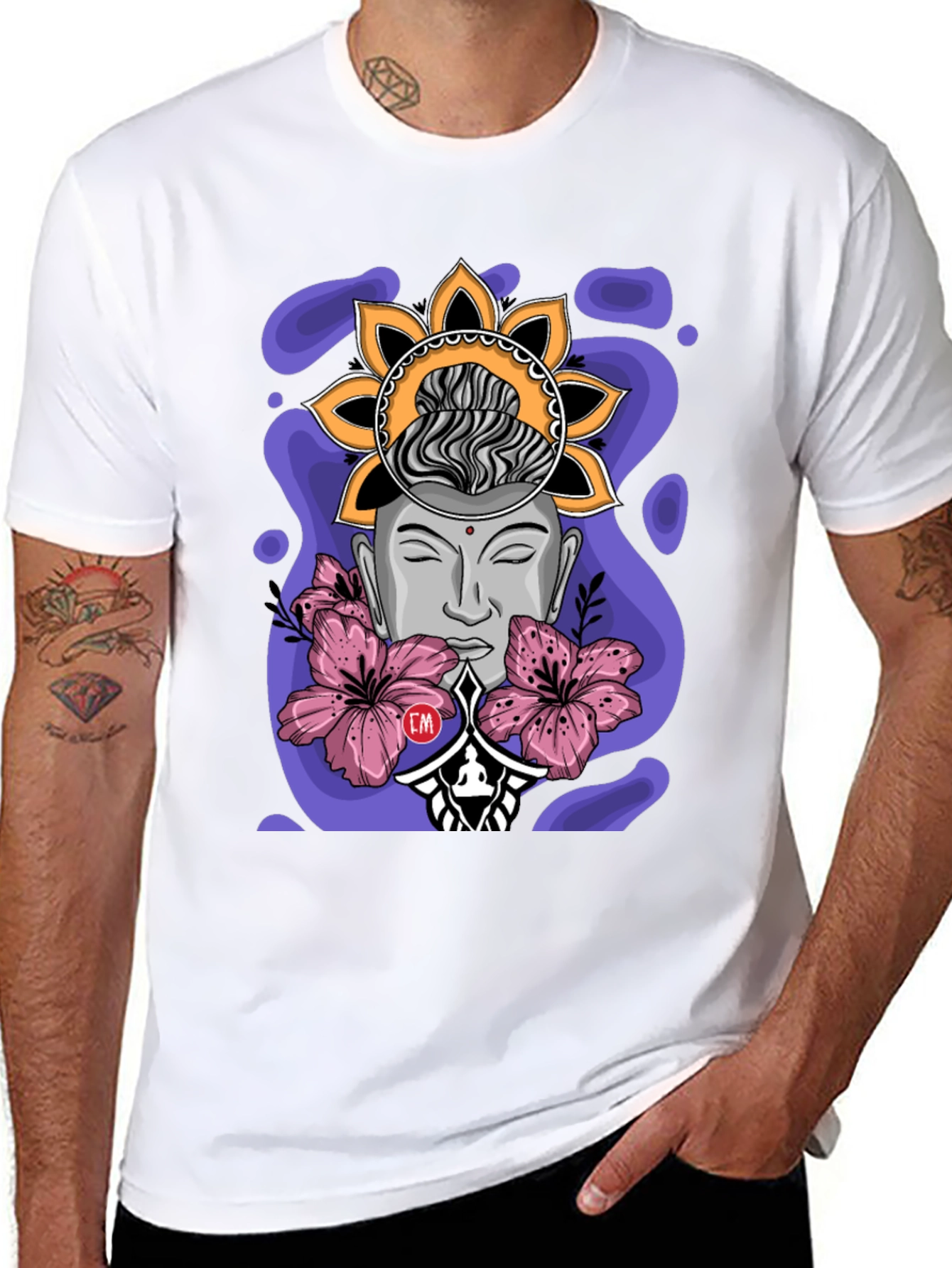 Meditative Buddha Graphic T-Shirt - Black