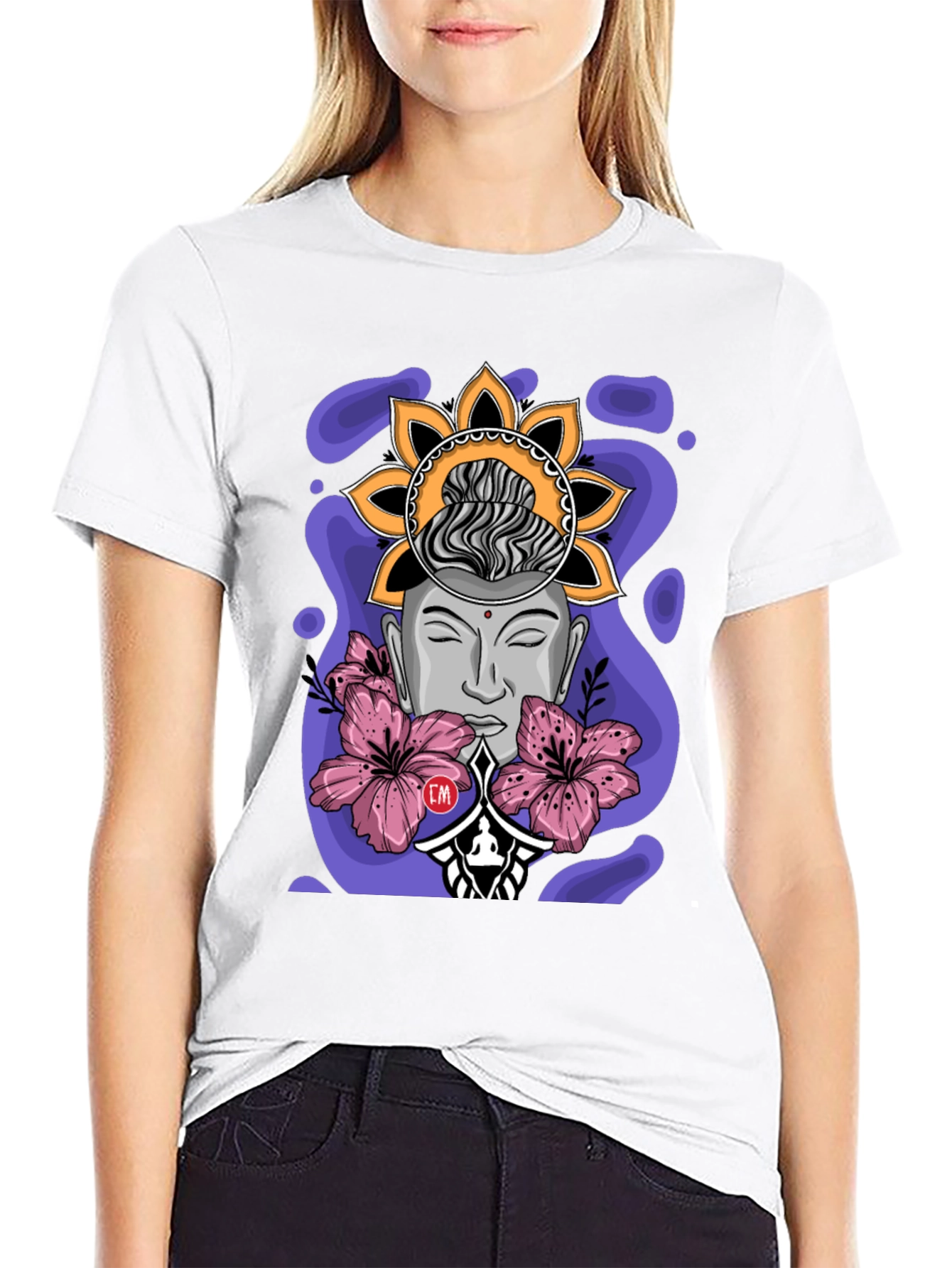 Meditative Buddha Graphic T-Shirt - Black