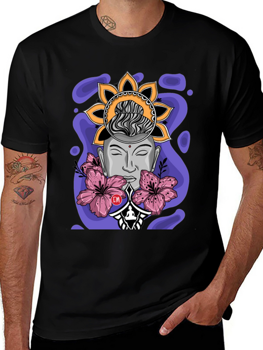Meditative Buddha Graphic T-Shirt - Black