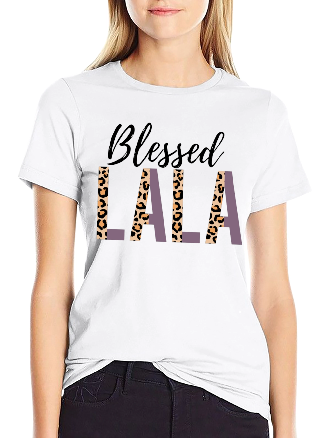 Blessed Lala Graphic Tee - Leopard Print