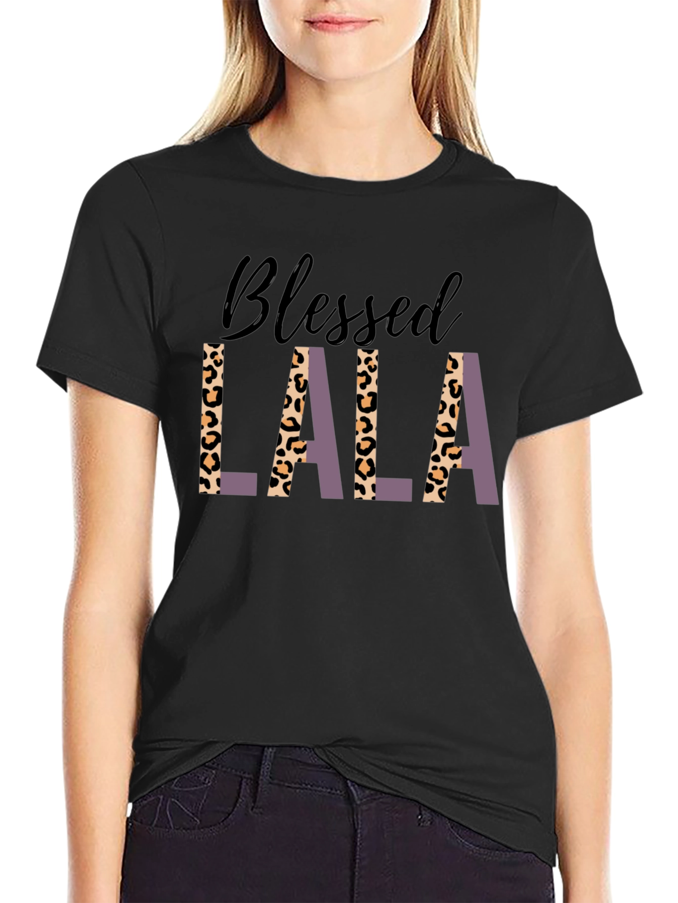 Blessed Lala Graphic Tee - Leopard Print