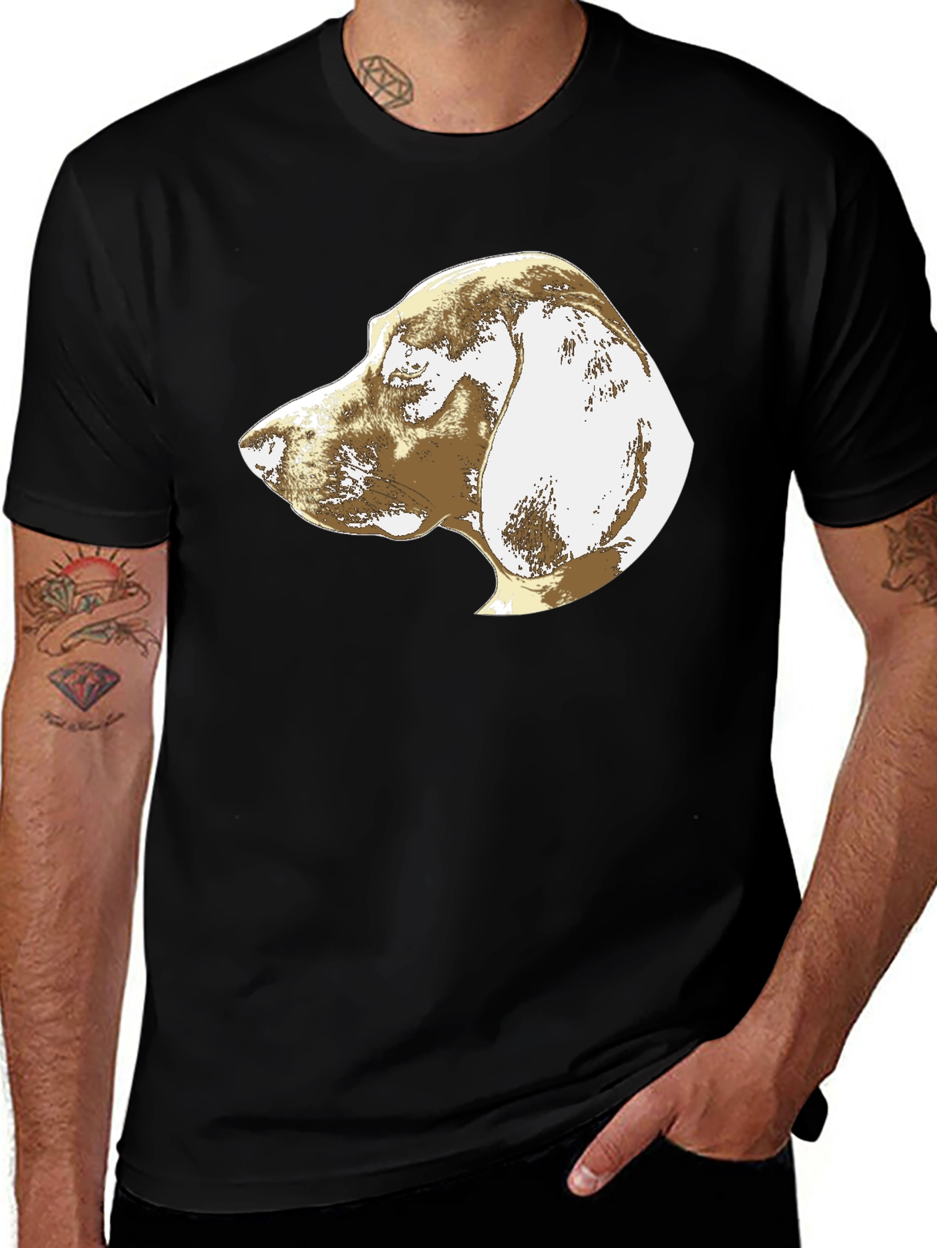 Dog Profile Graphic Tee - Mens Black T-Shirt