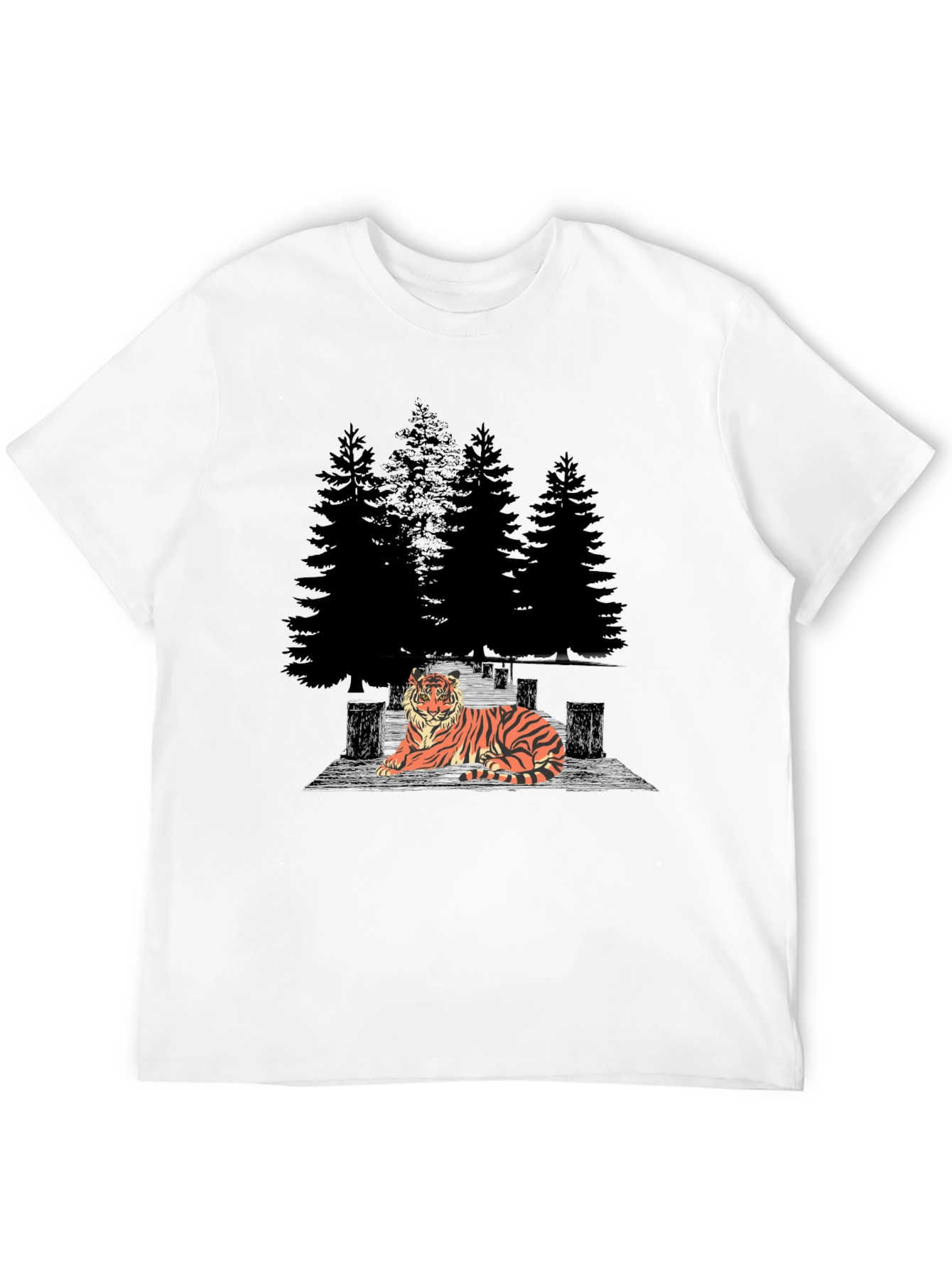 Tiger Forest Graphic Tee - Stylish Black T-Shirt