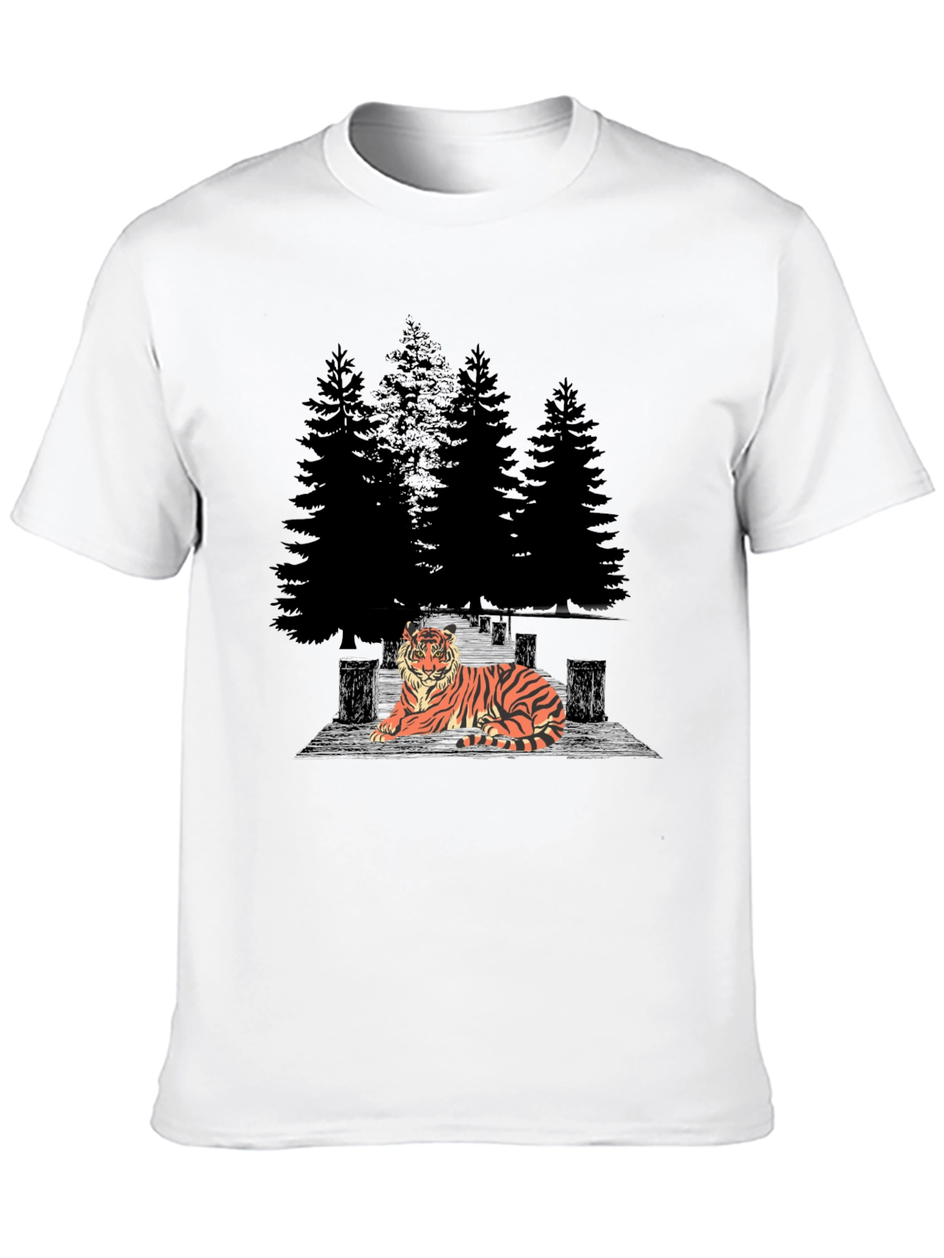 Tiger Forest Graphic Tee - Stylish Black T-Shirt