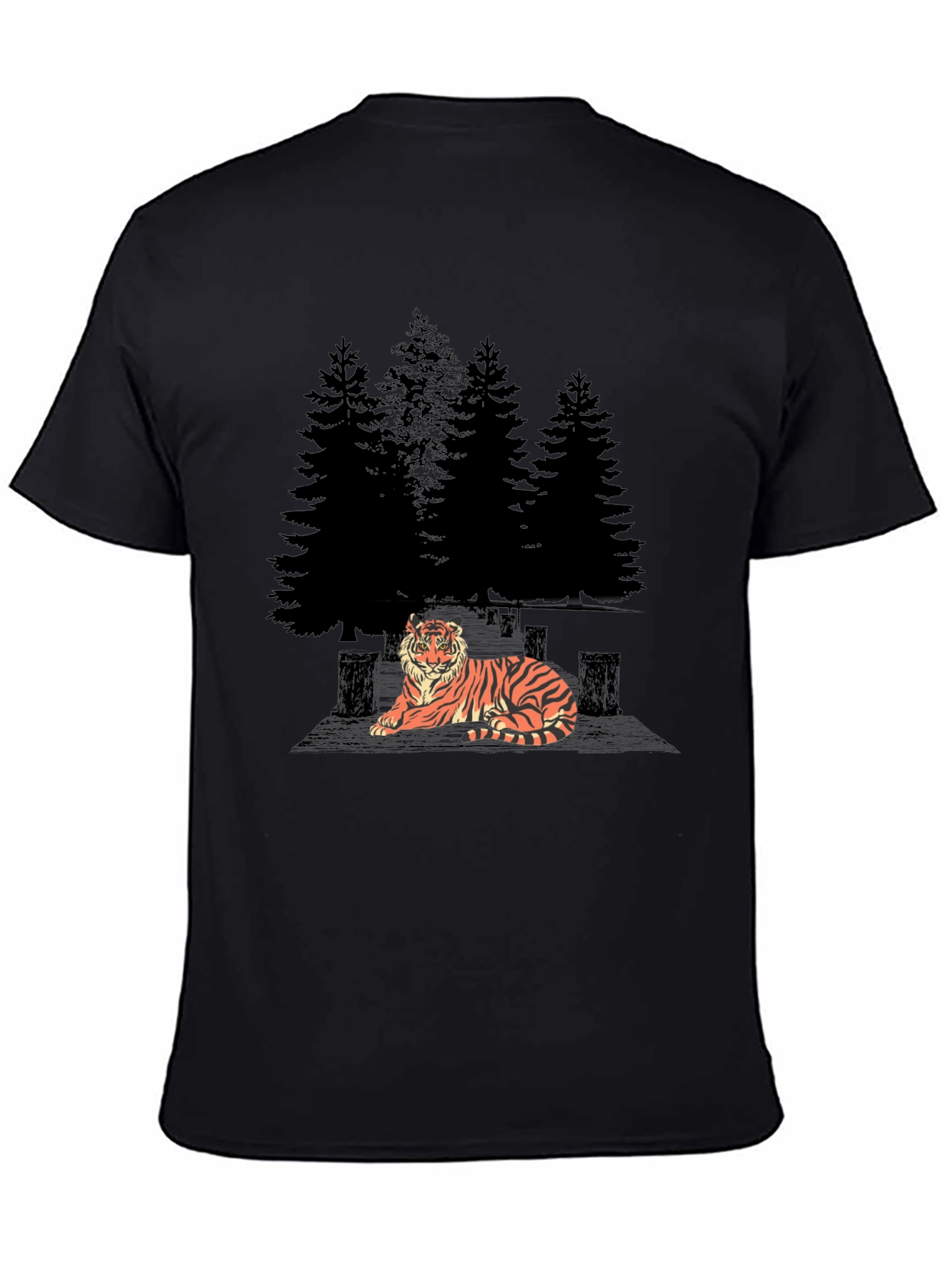Tiger Forest Graphic Tee - Stylish Black T-Shirt