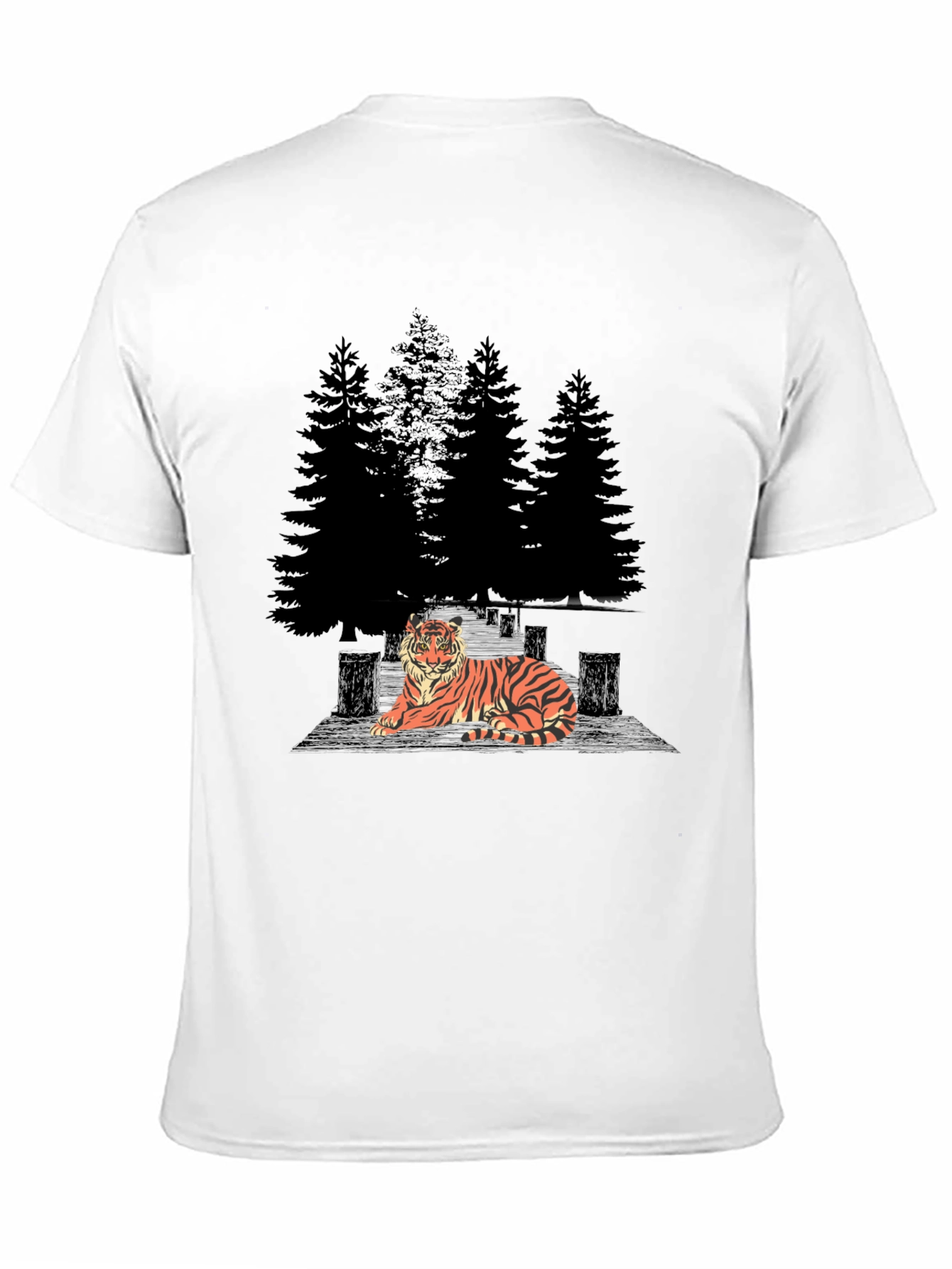 Tiger Forest Graphic Tee - Stylish Black T-Shirt