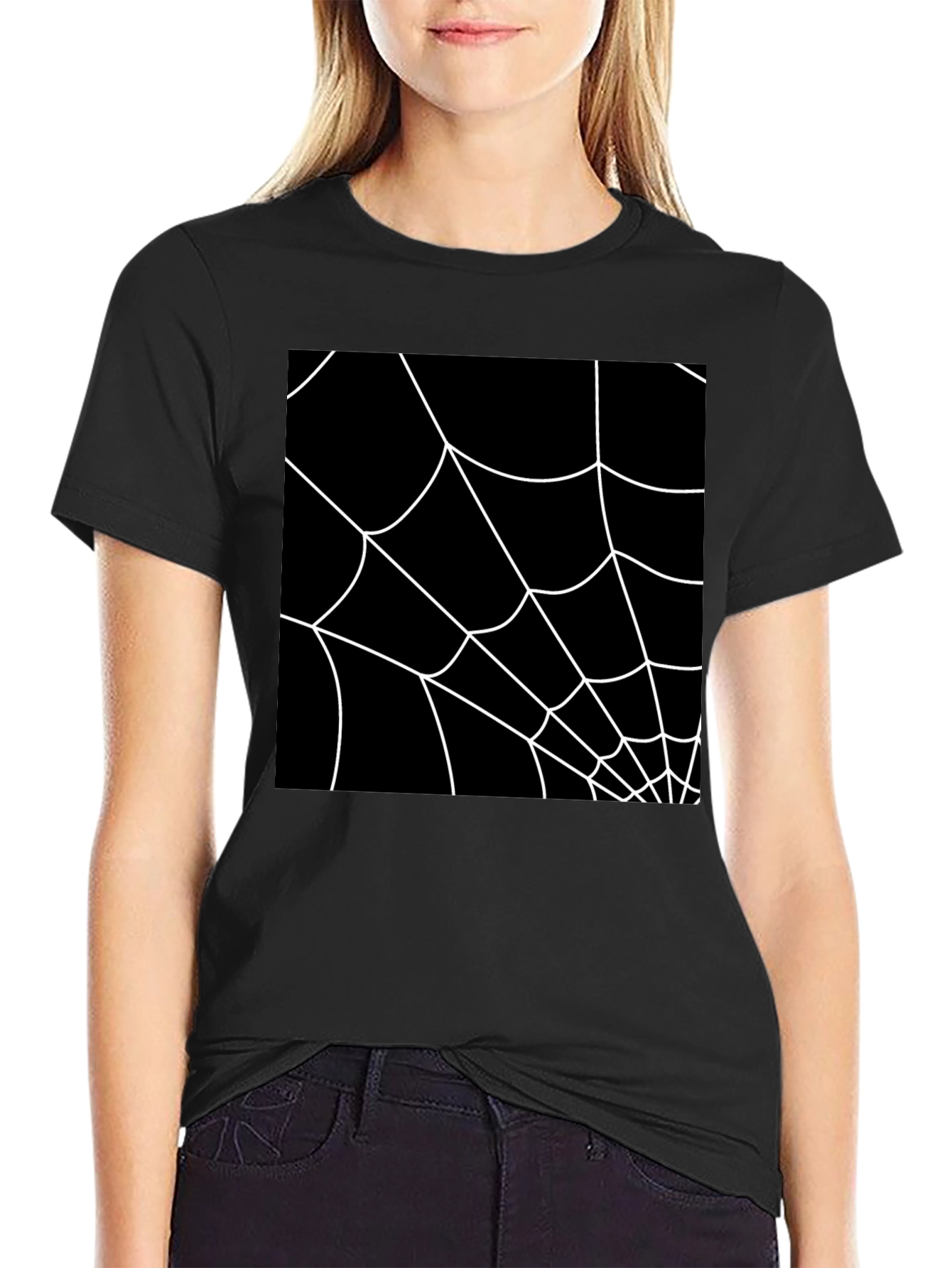 Spider Web Graphic Tee - Black Cotton Blend