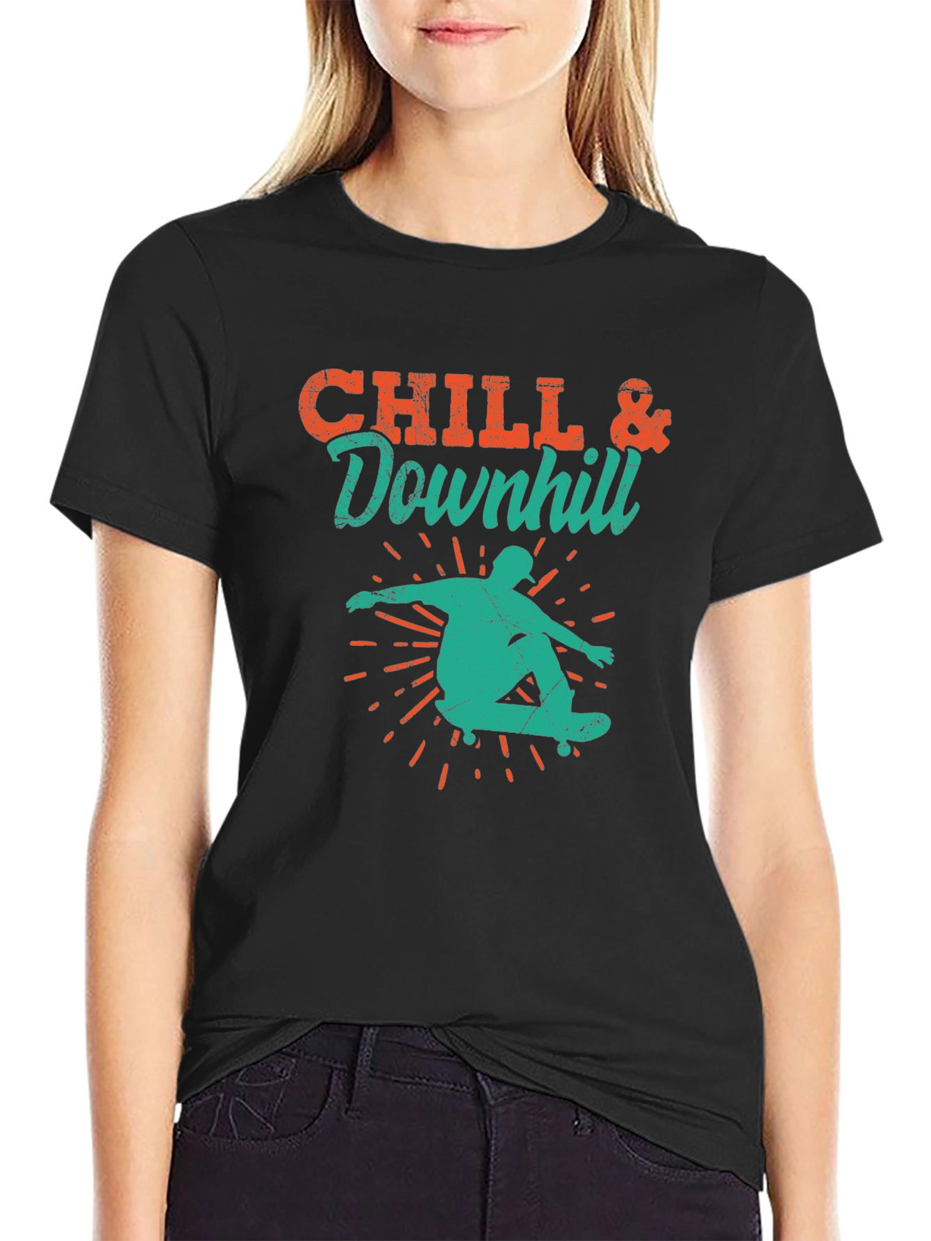 Chill & Downhill Graphic Tee - Skateboarding T-Shirt