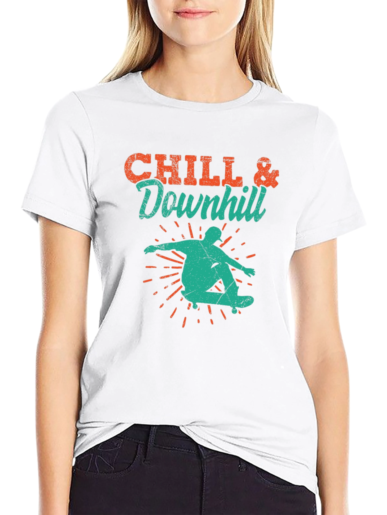 Chill & Downhill Graphic Tee - Skateboarding T-Shirt