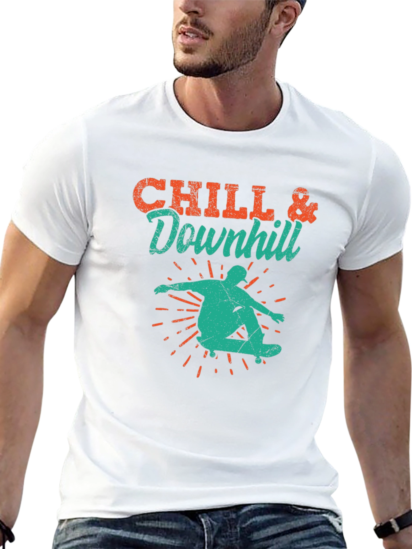 Chill & Downhill Graphic Tee - Skateboarding T-Shirt