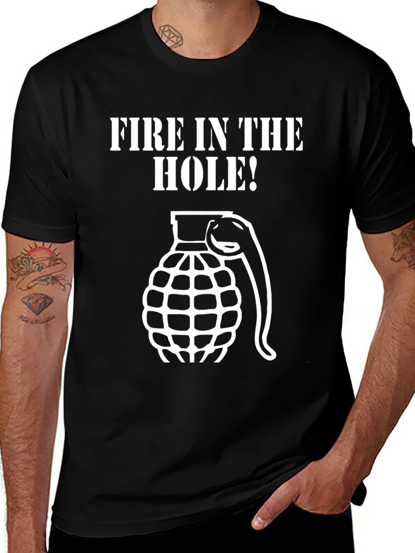 Fire in the Hole! Grenade Graphic T-Shirt - Black