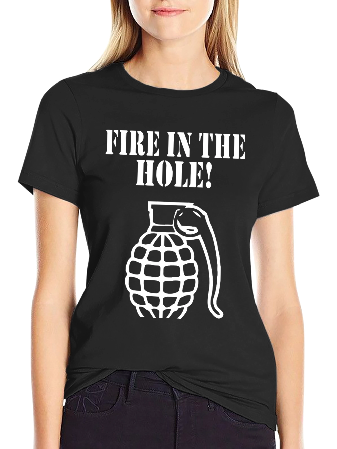 Fire in the Hole! Grenade Graphic T-Shirt - Black