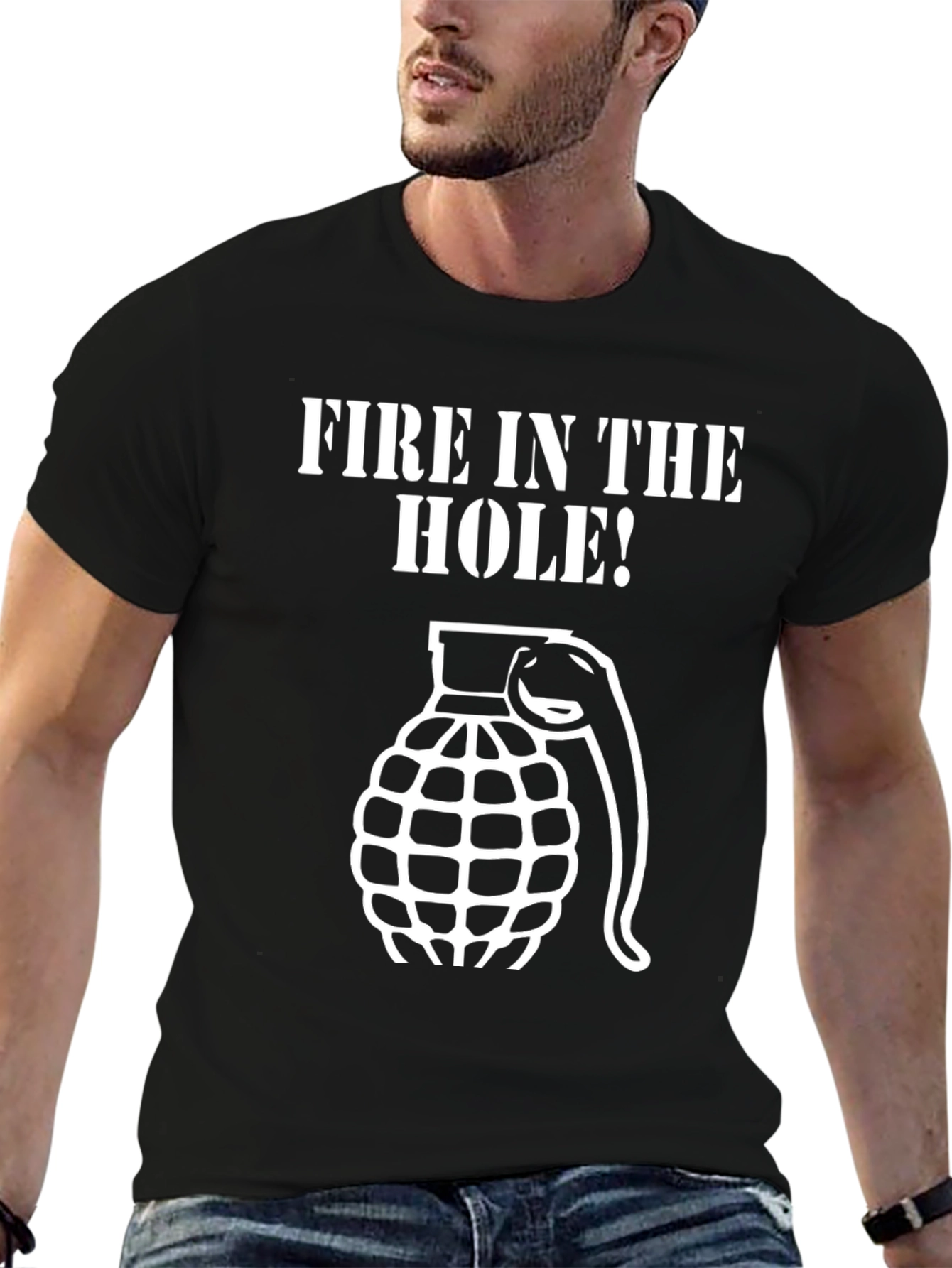 Fire in the Hole! Grenade Graphic T-Shirt - Black