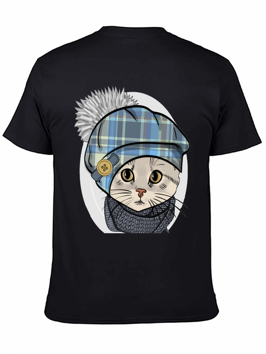 Cat in Tartan Hat T-Shirt - Whimsical Comfort